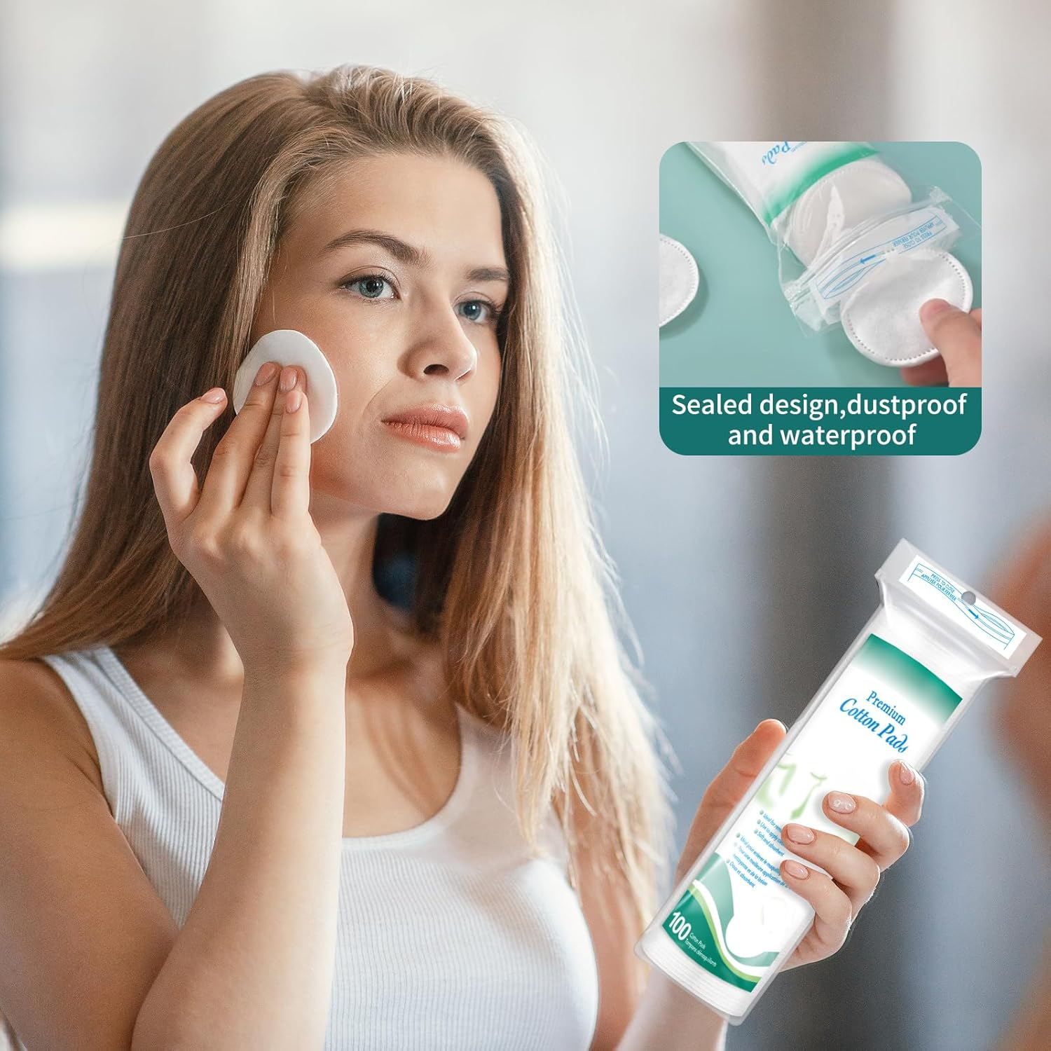 Premium Cotton Rounds for Face 400 Count - Makeup | Nail Polish Remover Pads, Hypoallergenic Makeup Cotton Pads for Face | 100% Pure Cotton for Face Cleasing, Applying Facial Toner image number 6