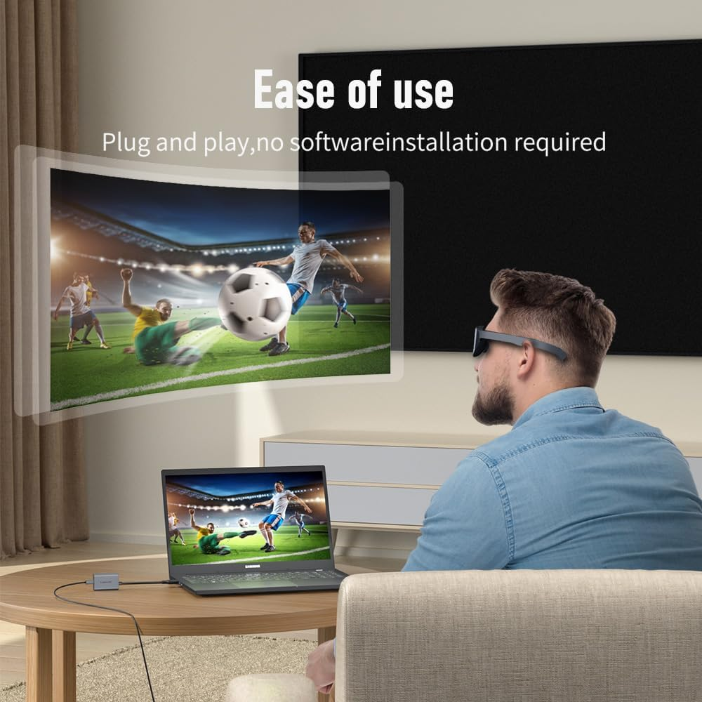 Lemorele HDMI to USB Type C Adapter 4K@60HZ W/Cable Design, Plug and Play, for Rayneo, XREAL Air, Rokid Air, Thunderbird AR, GRAWOOA, Sonny, Switch, Steam Deck, Xbox, PS5, PS4, Google TV image number 1