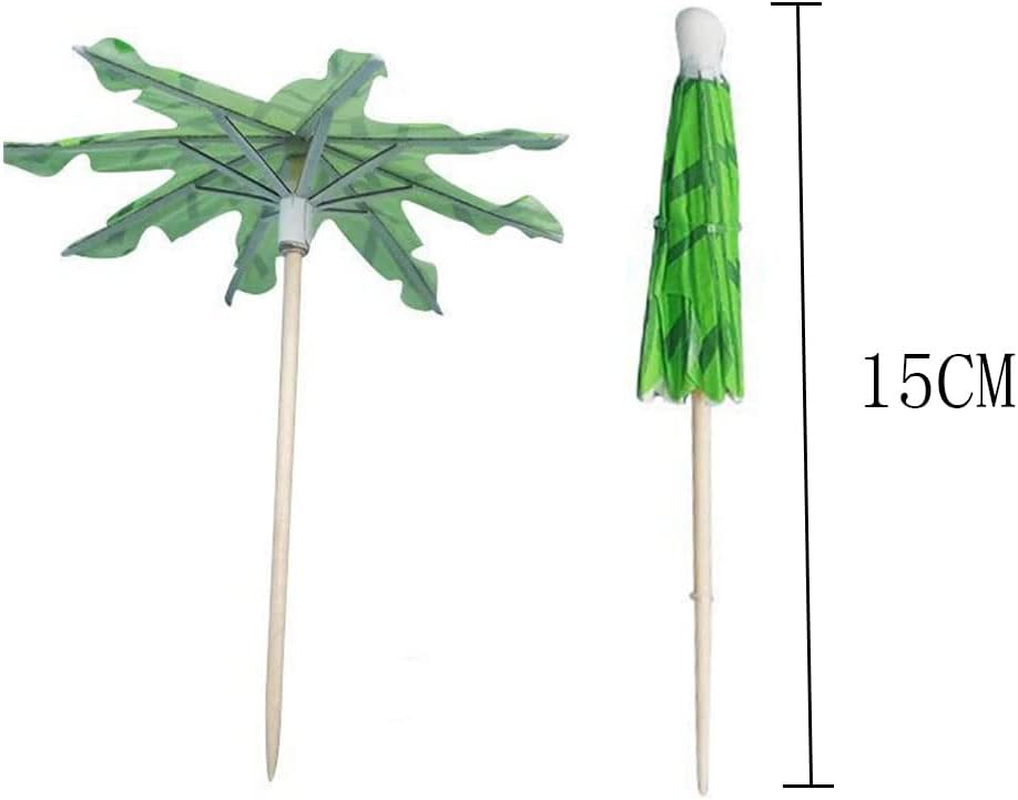 20 PCS Green Tropical Coconut Palm Tree Toothpicks Paper Umbrella Sticks Decorations Cocktail Stick Decorations for Cocktail Ornament Party Bars Drink Food Supplies image number 6