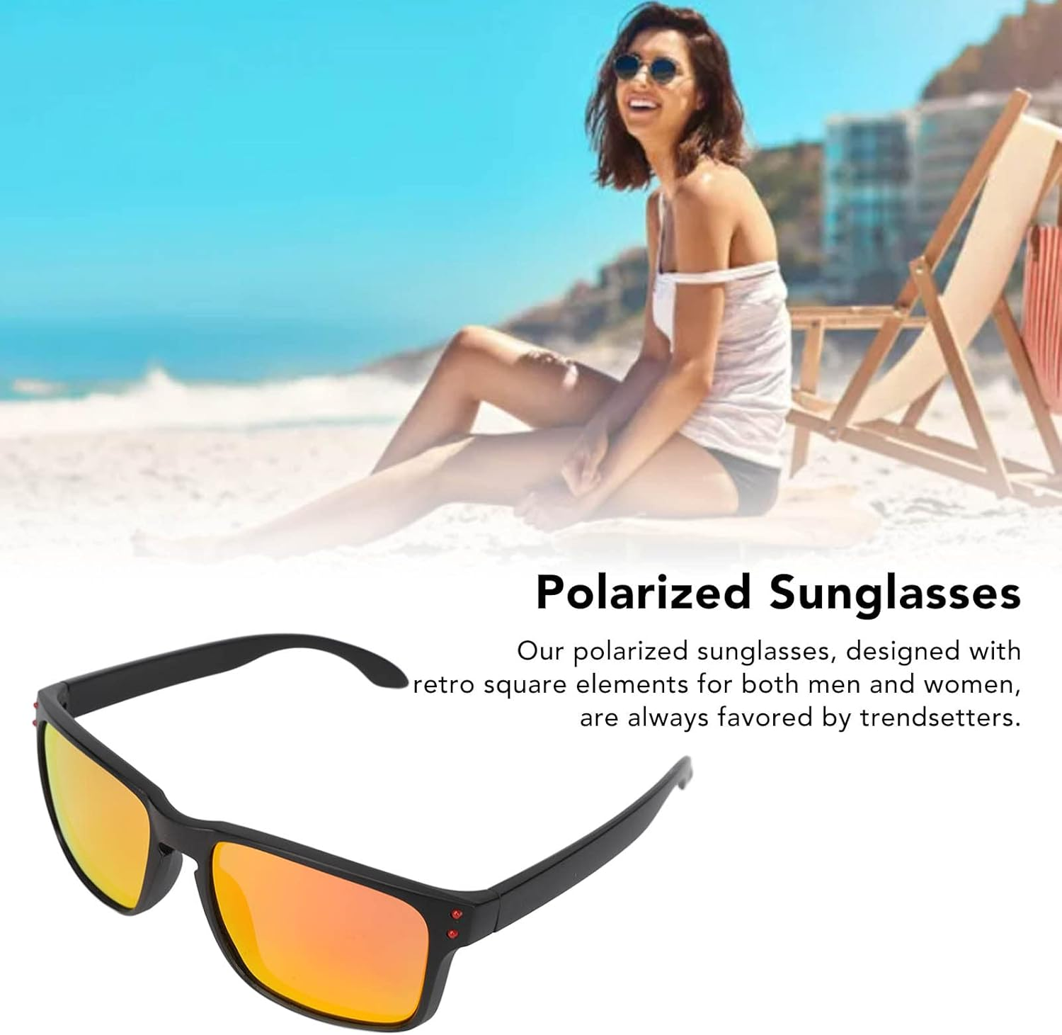 Square Sunglasses, Lightweight Free to Move Unisex Sunglasses Comfortable HD Lens for Men and Women image number 6