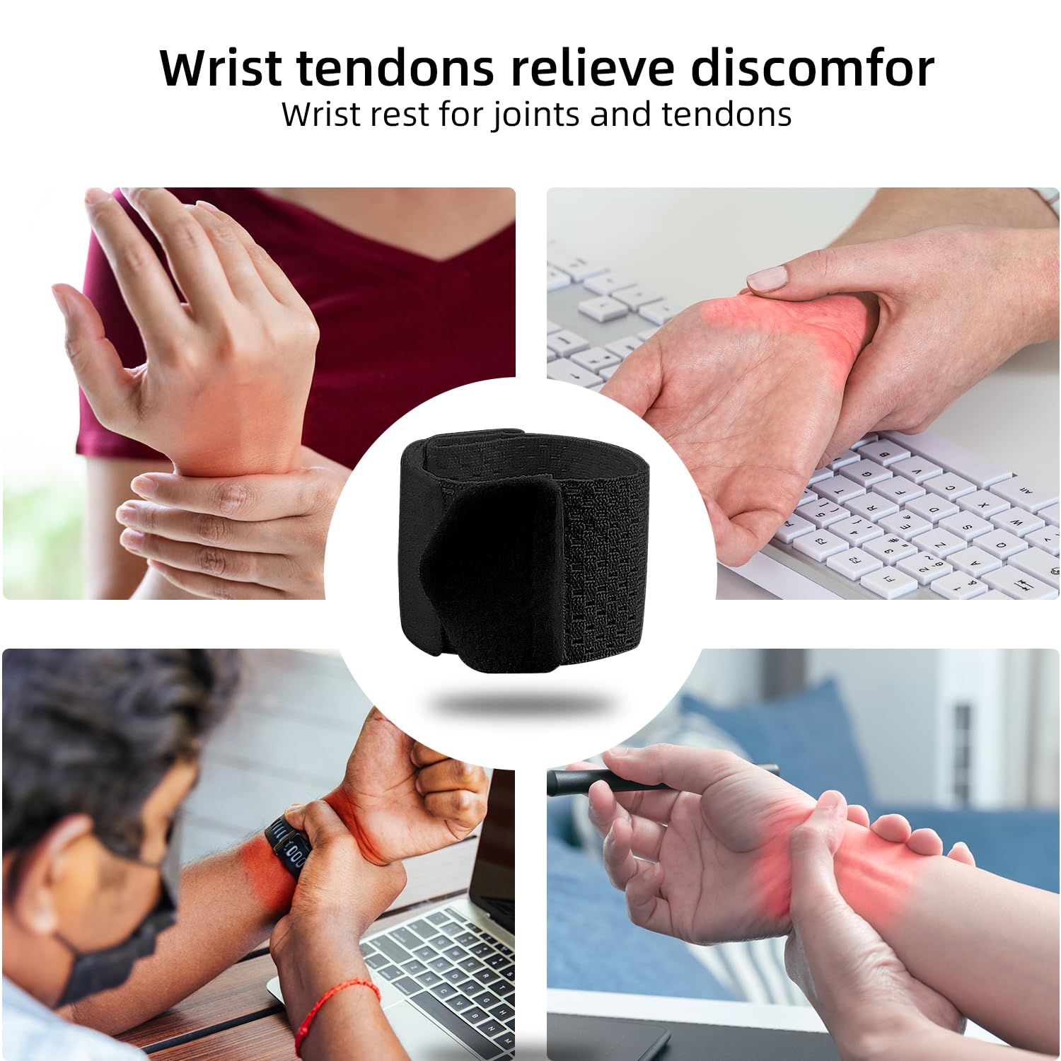 Wrist Brace & Wraps [2 Pcs] - Adjustable Carpal Tunnel Support & Sports Fitness Wrist Strap for Women Men (Black) image number 6