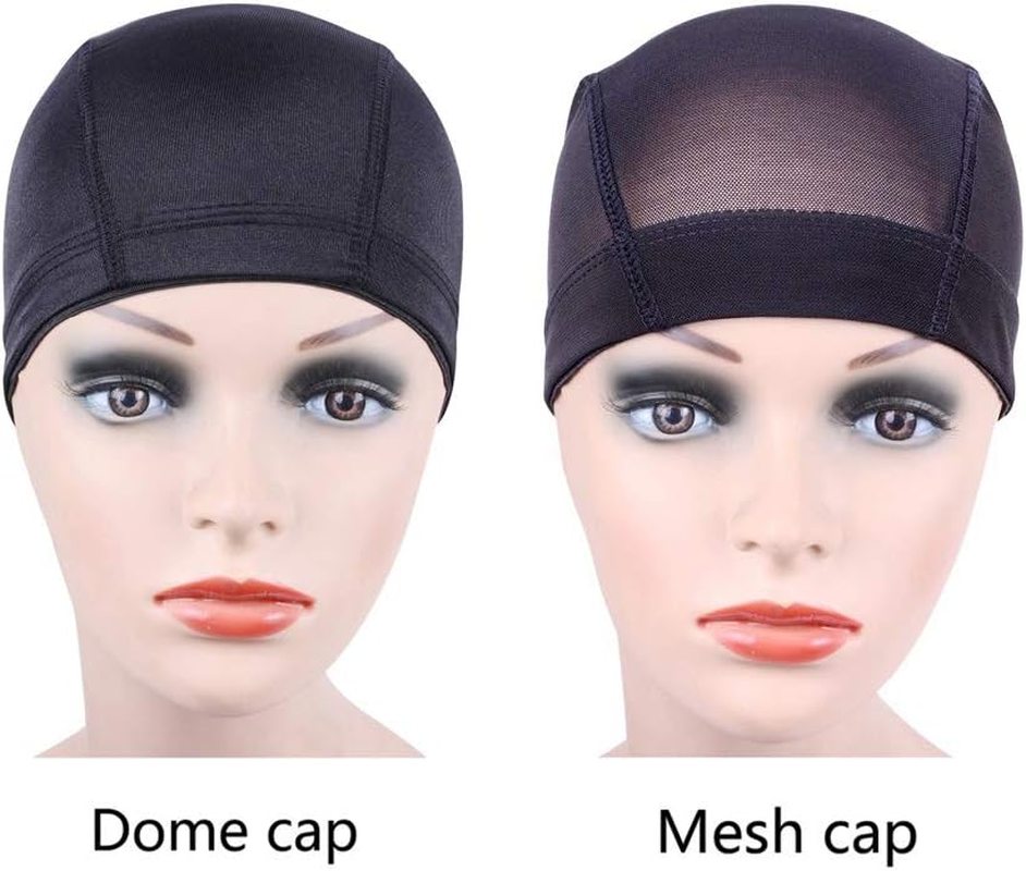 5 Pcs Black Dome Cap for Wig Making Stretchable Hairnets with Wide Elastic Band (M)