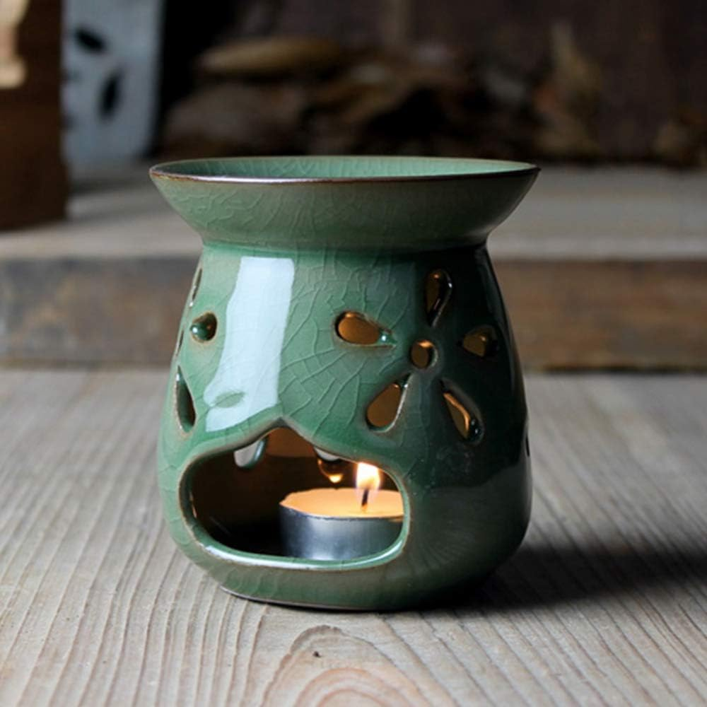 Scented Candle Fragrance Melter Tea Light Holder,Ceramic Oil Lamps Tea Light Holder, Aromatherapy Essential Oil Burner, Wax Warmer Great Decoration for Home Decor, Living Room, Balcony image number 3