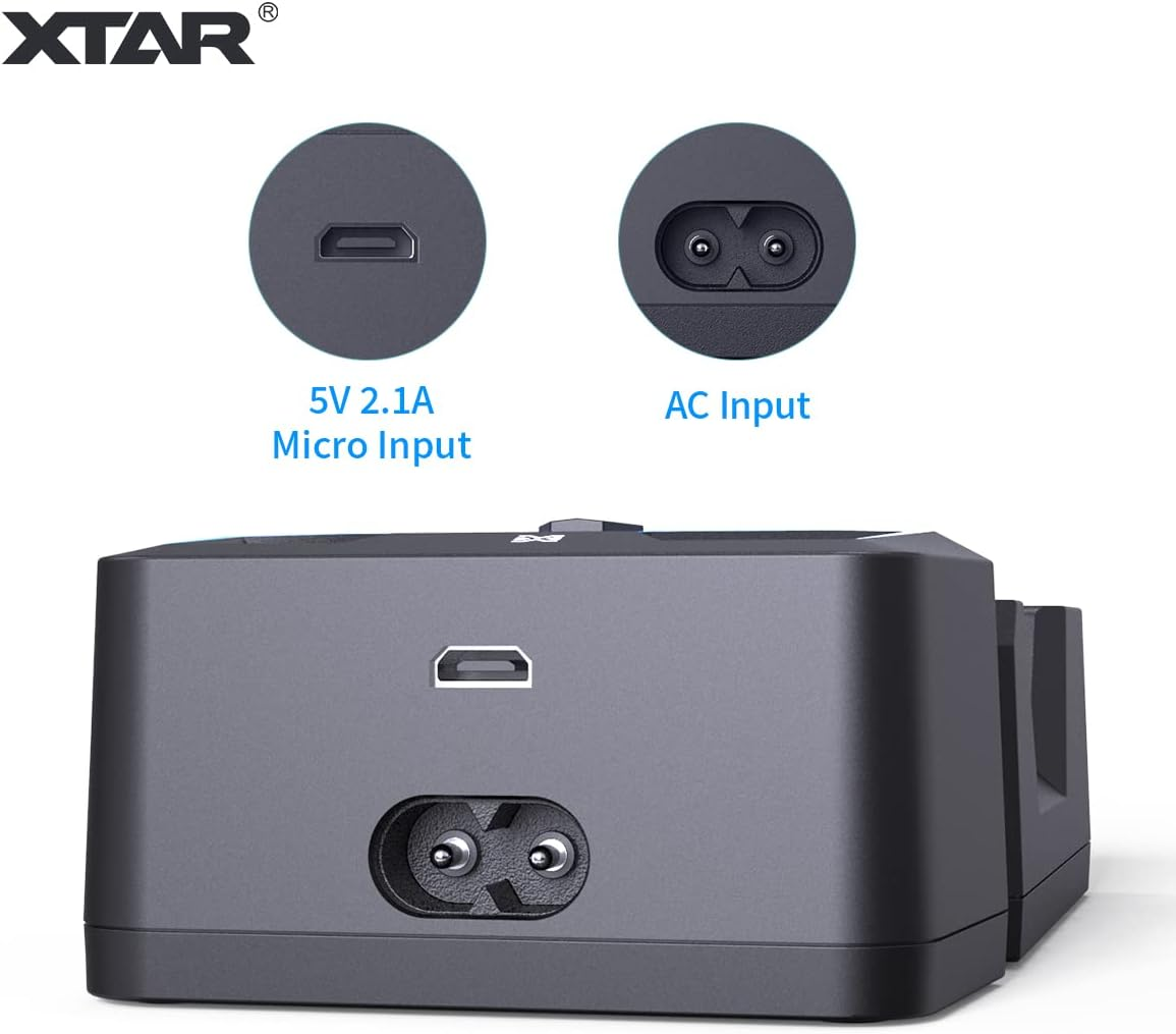 XTAR X2 2-Bay LCD Universal 18650 Charger Extended Version 2A Fast Charger for Rechargeable Batteries Li-Ion 26650 21700 18350 16340 14500 Ni-Mh AA AAA