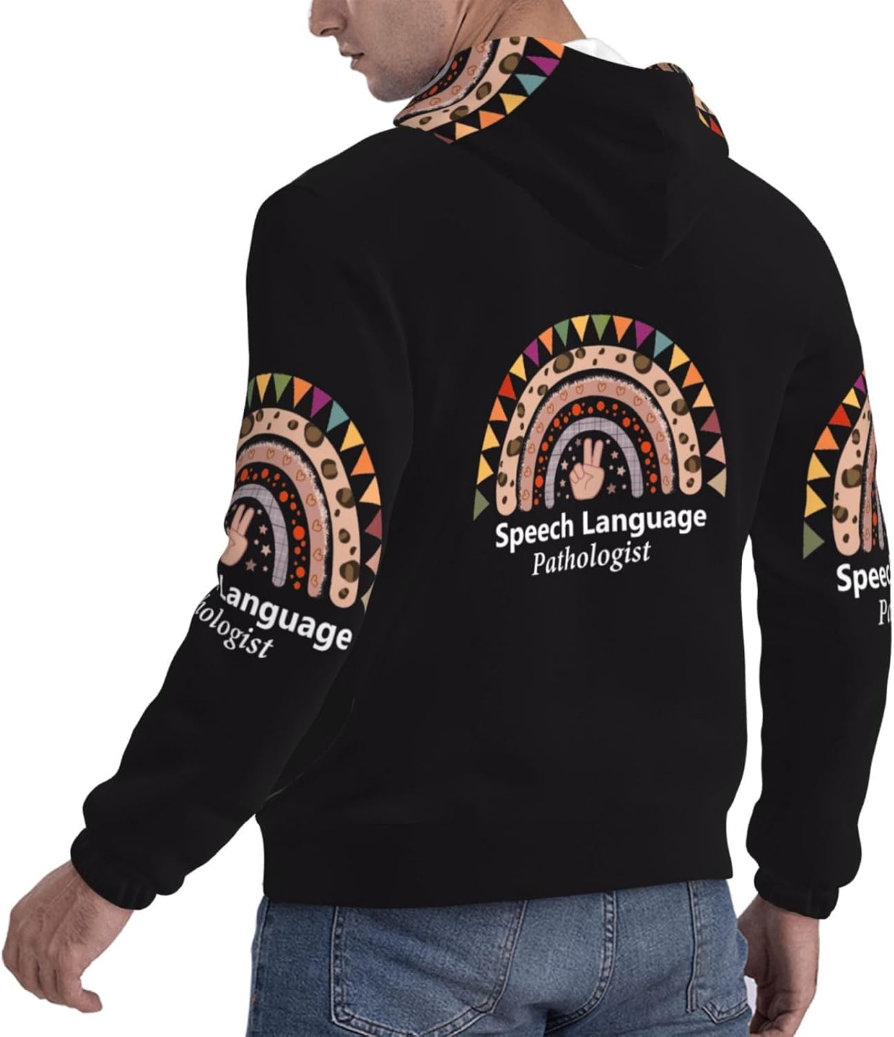 Yuhong Hub Speech Therapy Speech Language Pathologist Therapist Men'S Hoodie Long Sleeve Hooded Sweatshirt Pullover Shirts with Pocket Fleece Hoodie for Men image number 6