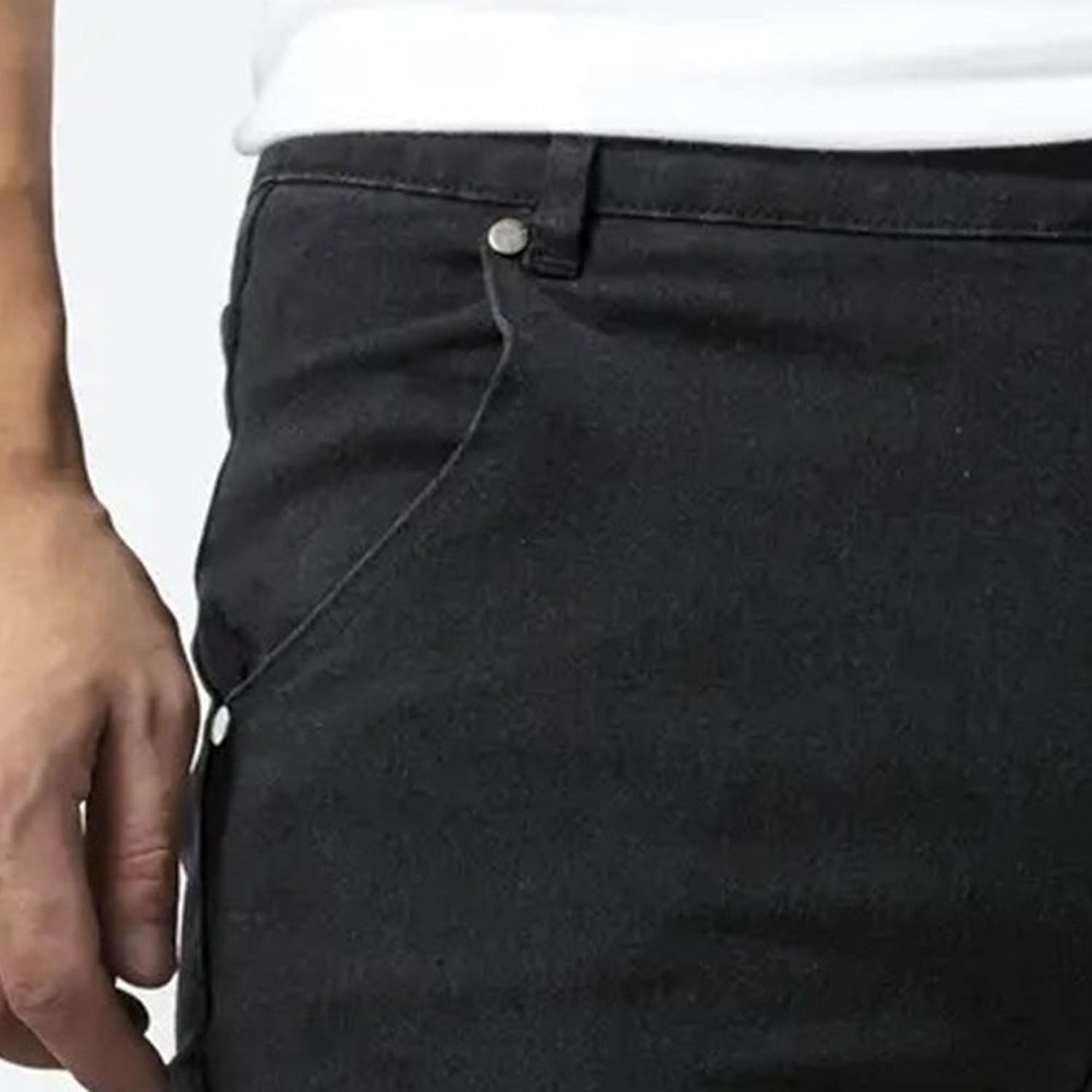 Men'S Skinny Cargo Jeans with Pocket Washed Stretch Slim Fit Denim Pants Comfort Regular-Fit Tapered Jean, Black, XL image number 4