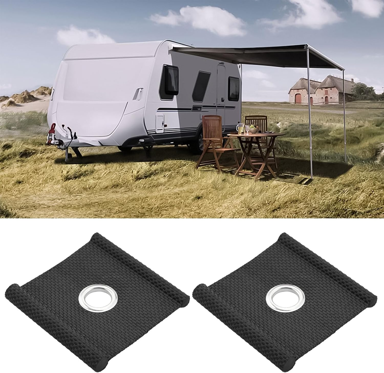 8Pcs Awning Rail Piping for 5-6 Mm and 7-8 Mm Piping Rails Awning Installation Tools Eyelets Awning Hooks for Tent Awning Campsite Caravan RV Black image number 1