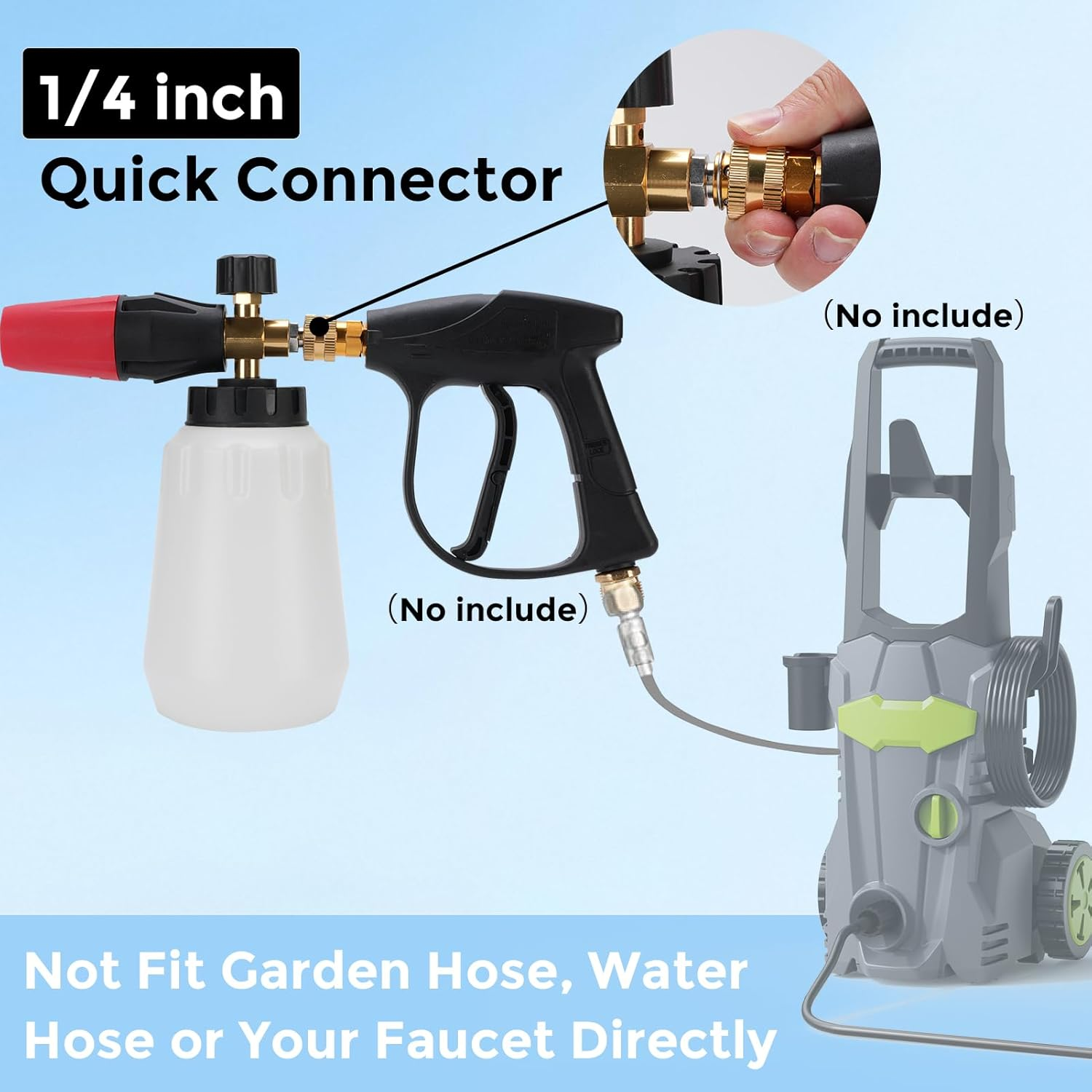 Foam Cannon for Pressure Washer, 1/4 Inch Quick Connector, Car Wash Foam Gun with 5 Pressure Washer Nozzle for Car Washing and Cleaning