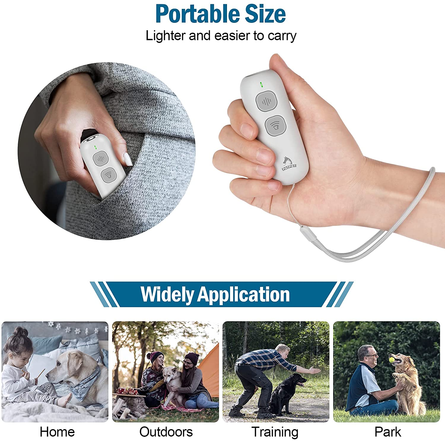 PATPET Dog Barking Control Device - Ultrasonic Dog Bark Deterrent, Handheld Dog Behavior Training Tool up to 30 Ft Effective Control Range Suitable Dogs Safe to Use Indoor & Outdoor