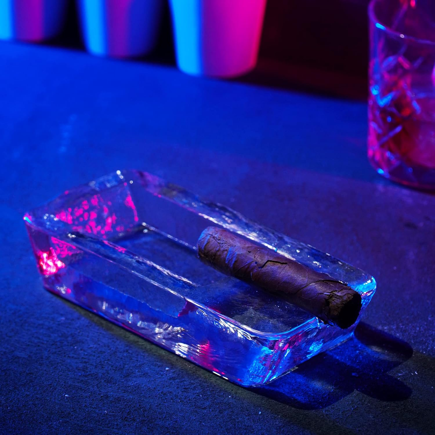 The Buybox Cigar Ashtray Big Ashtrays for Cigarettes Outdoors Large Heavy Glass for Patio/Outdoors/Cigars Ash Tray Large Giant Luxury Premium Cigarette Ashtrays for Outdoor Party Restaurant & Pool image number 4