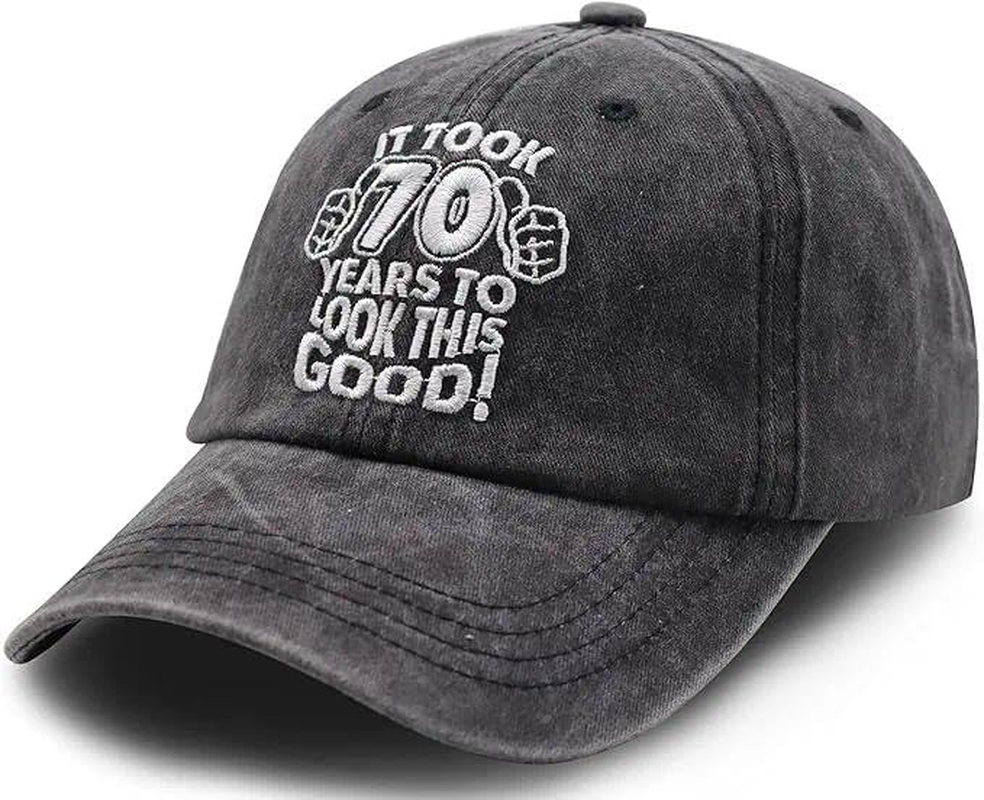 Ermaoo Vintage 70Th Birthday Tribute Cap: Funny Embroidered & Adjustable Washed Cotton Hat for Men and Women - Navy image number 4
