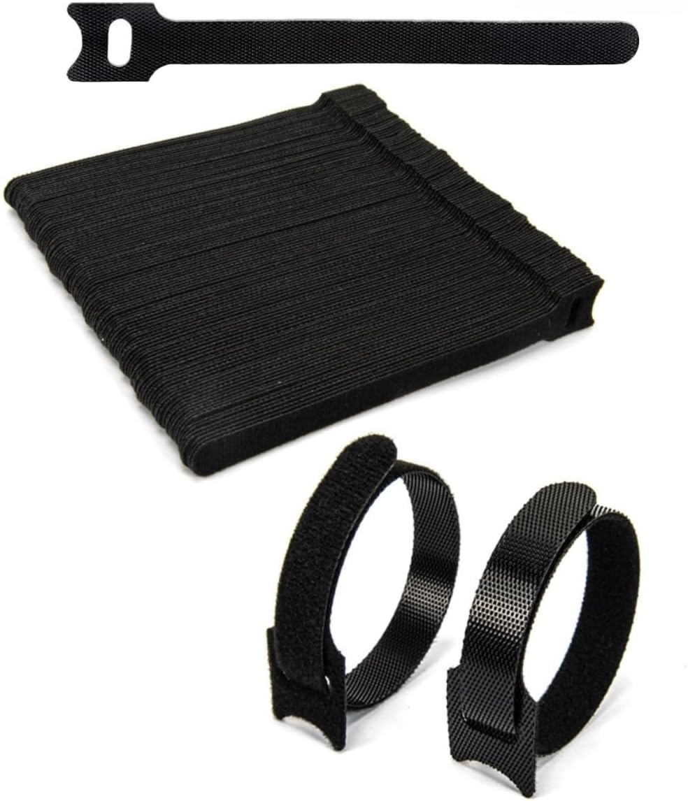 6-Inch 110 Pcs Reusable Cable Ties,Premium Quality Cable Management Straps，Adjustable Hook and Loop Straps Cable Management Cord Organizer for Home Office（15 X 1.2 CM Black） image number 2