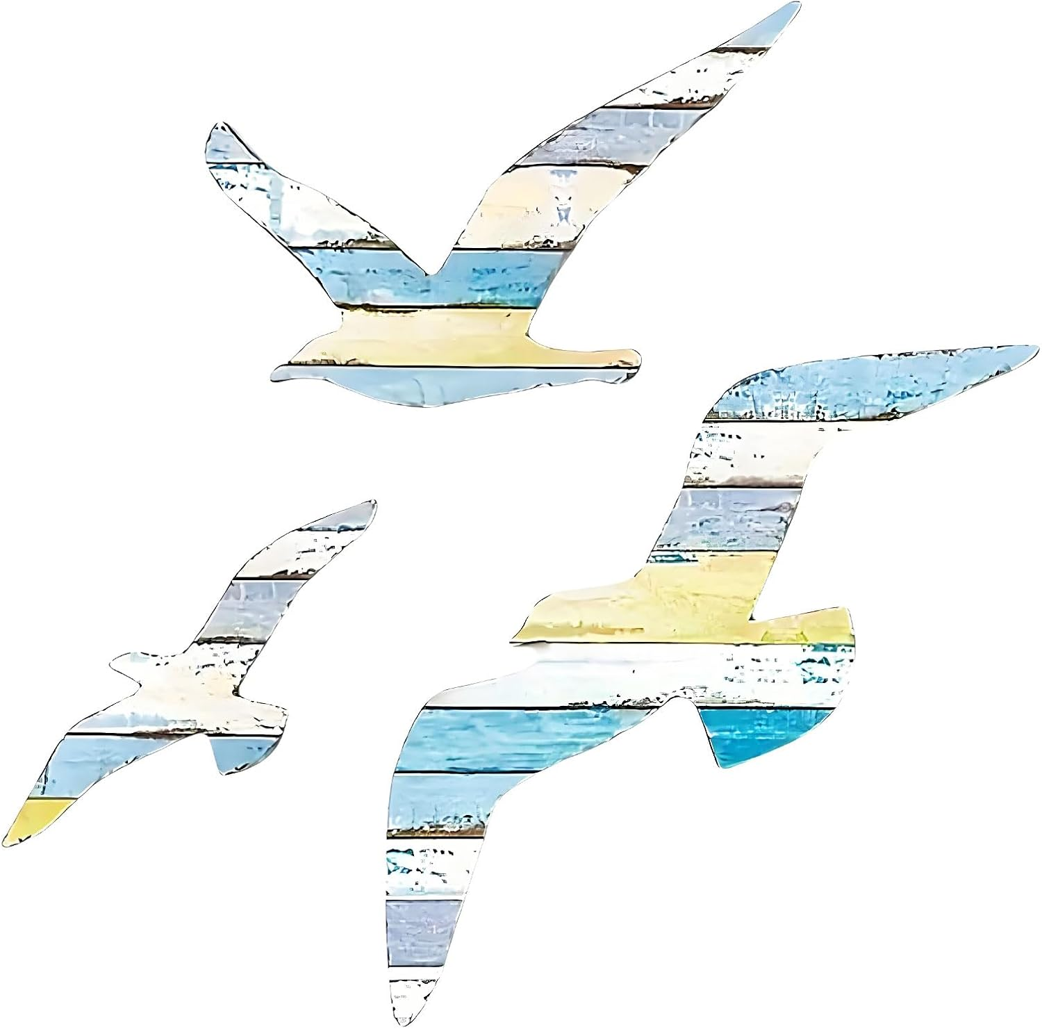 MYTOAU 3PCS Wood Self-Adhesive Seagull Beach Wall Decor Nautical Coastal Wood Wall Decor Beach Theme Art Decorations Vintage Coastal Ornaments for Pool Home Lake House Bathroom Garden Indoor Outdoor image number 2