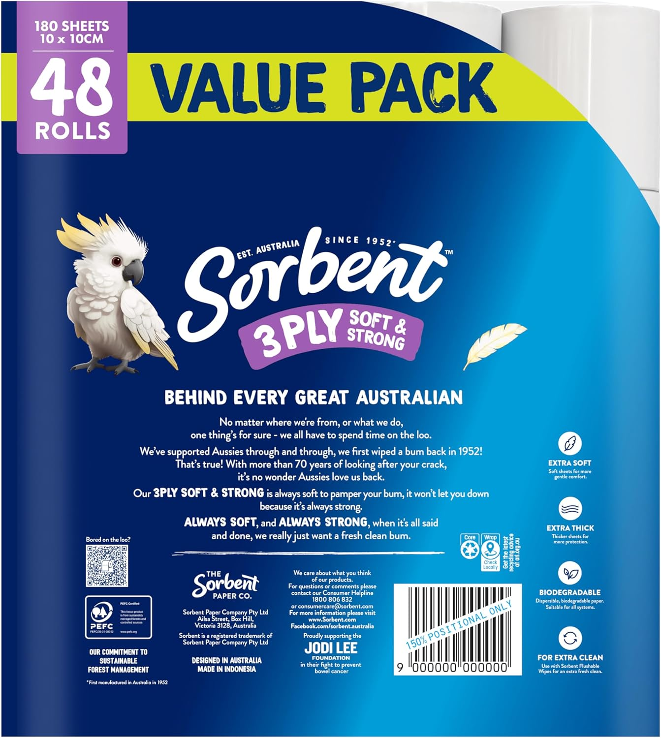 Sorbent 3PLY Soft and Strong Toilet Paper 48 Pack image number 2