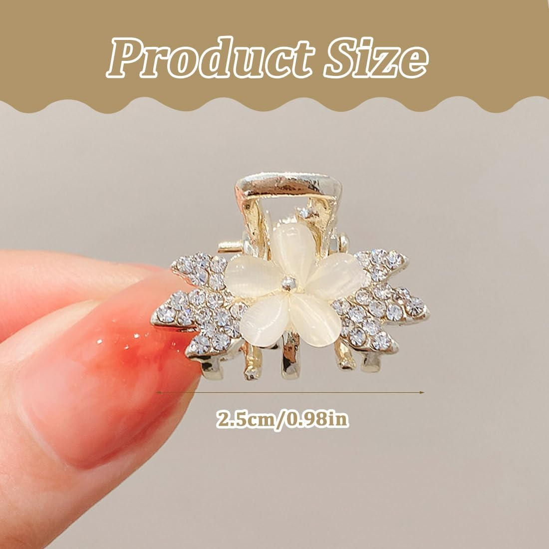 Small Hair Clips, Pack of 5 Metal Mini Hair Clips, Small, Crystals Small Hair Clips, Non-Slip Hair Clip, Small, Hair Accessories for Women and Girls (B) image number 5