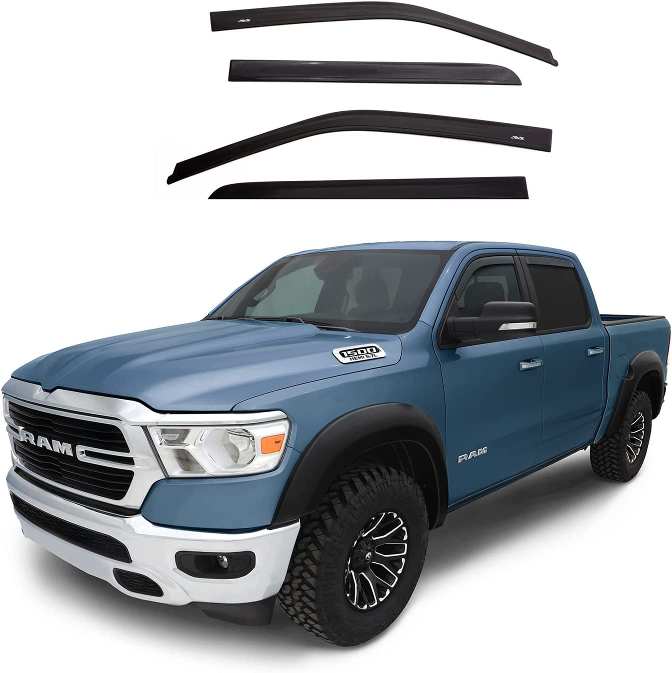 Auto Ventshade [AVS] In-Channel Ventvisor/Window Deflectors | Fits 2019-2024 Ram 1500 (Classic Body Only), 2009-2018 Ram 1500, 2010-2024 Ram 2500 & 3500 Mega/Crew Cabs, 4 Pcs. | Smoke - 194109 image number 3