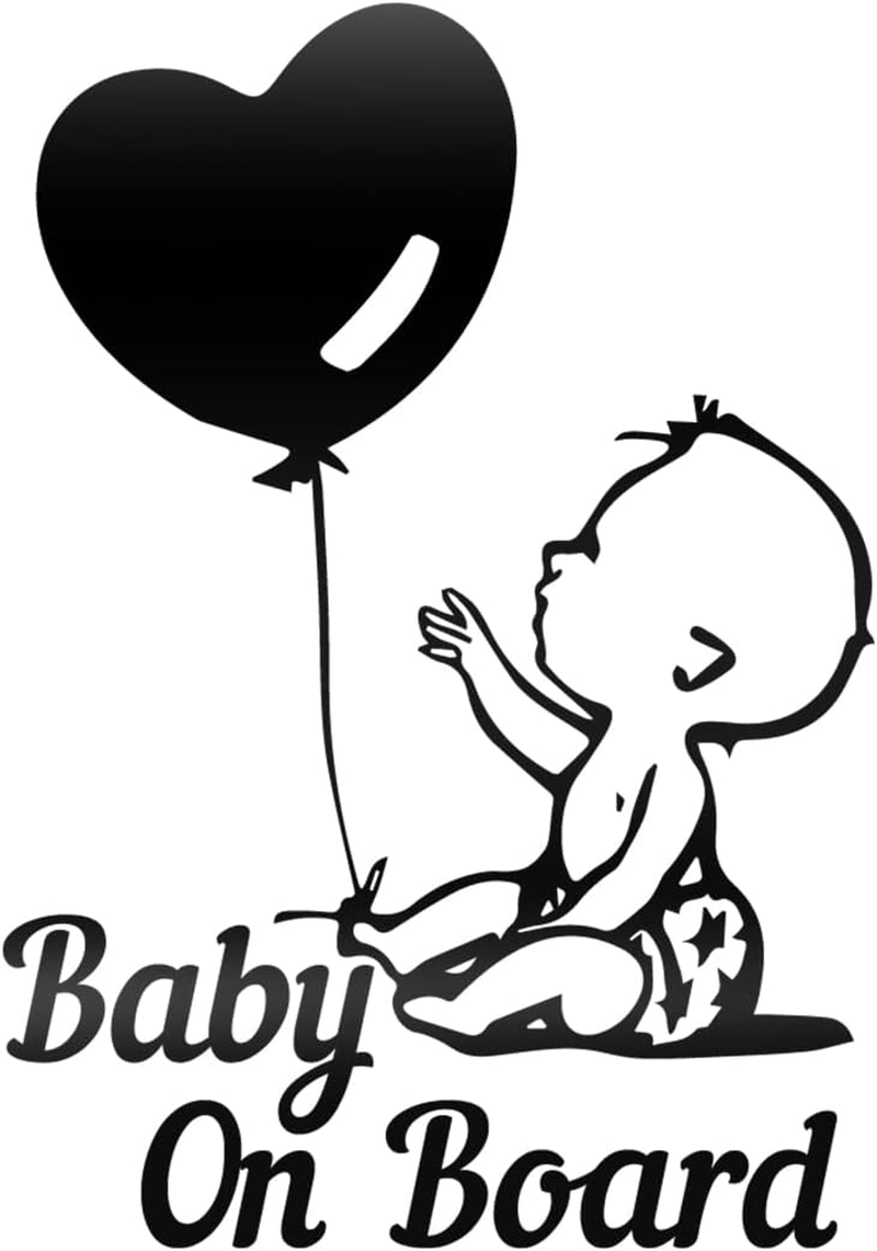 Vesvory 2Pcs Balloon Baby in the Car Stickers, Funny Baby on Board Sticker Baby Safety Sign Die Cut Vinyl Stickers Cute Baby Window Bumpers Car Sticker (Rainbow Blue)