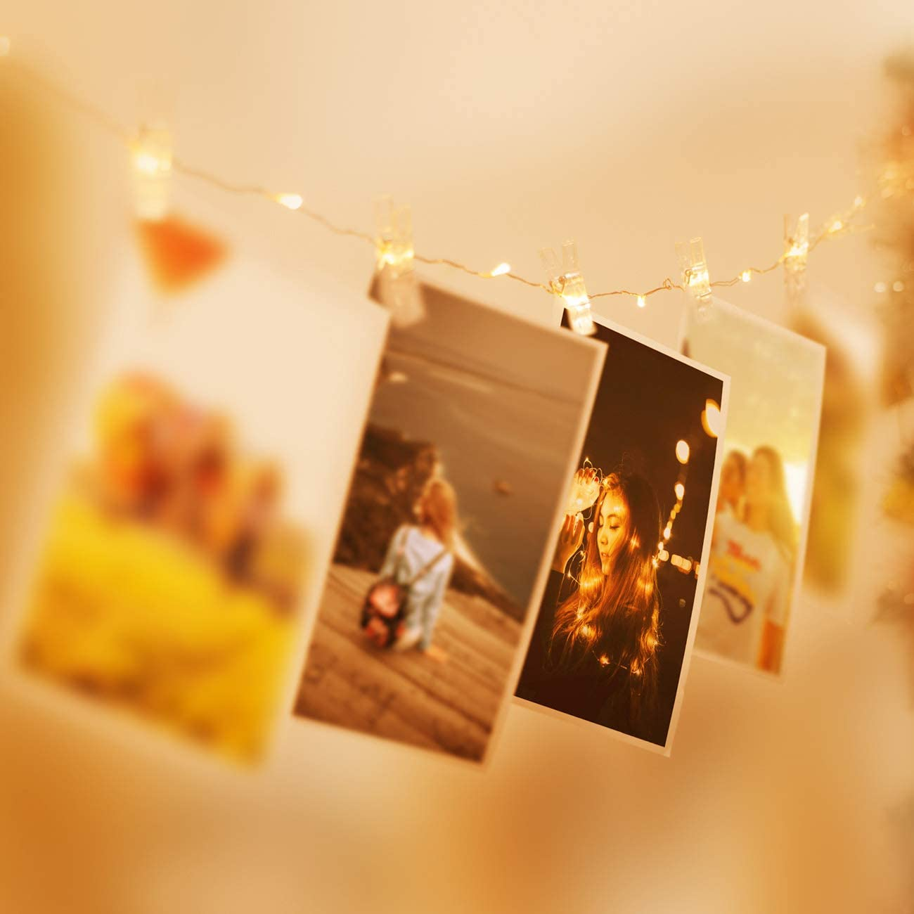 Litogo 100 LED Photo Clip String Lights, 10M Battery Powered Fairy Lights with 60 Clips Hanging Photos, Mini Silver Wire Polaroid Peg Lights for Birthday Party Picture Card Decorations image number 2