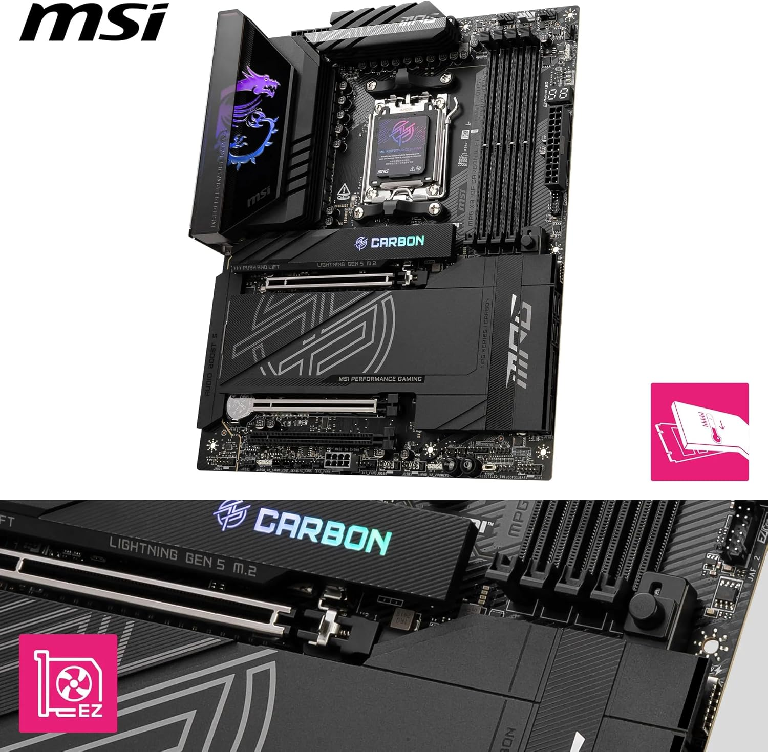 MSI AM5 ATX MPG X870E CARBON WIFI DDR5 Motherboard image number 2