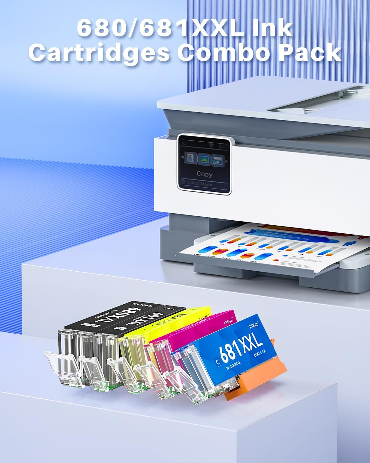 680XXL 681XXL Ink Cartridges PGI-680 XXL CLI-681 XXL Compatible for 680XXL 681XXL Work for Pixma TR7520 TR7620 TR8620 TR8520 TS6120 TS9120 TS9520 TS9521 TS6220 Printers (5 Pack)