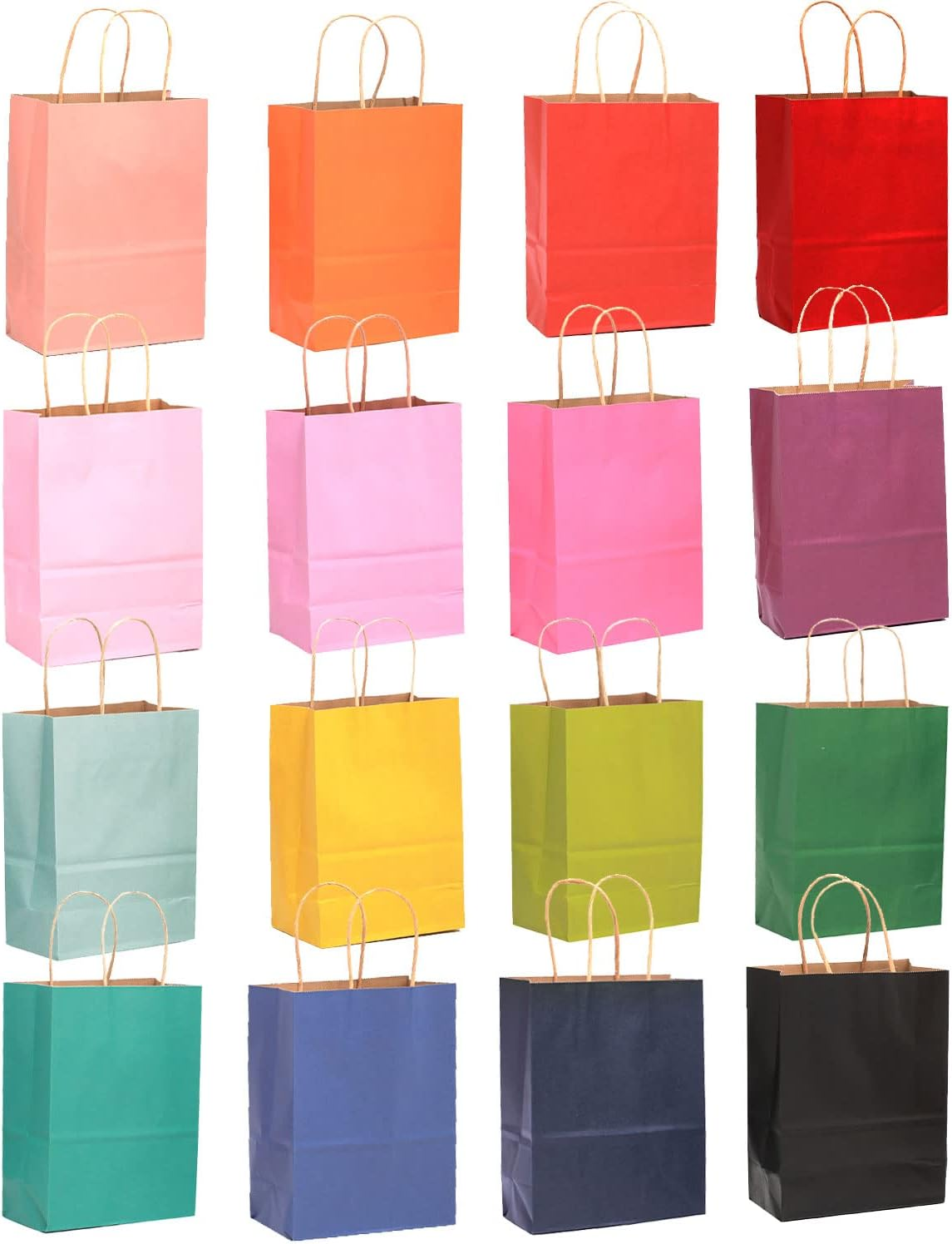 Qiqee 32-Pack Large Kraft Paper Gift Bags with Handles, 16 Colors, 33X25X13Cm (Large Size) image number 5