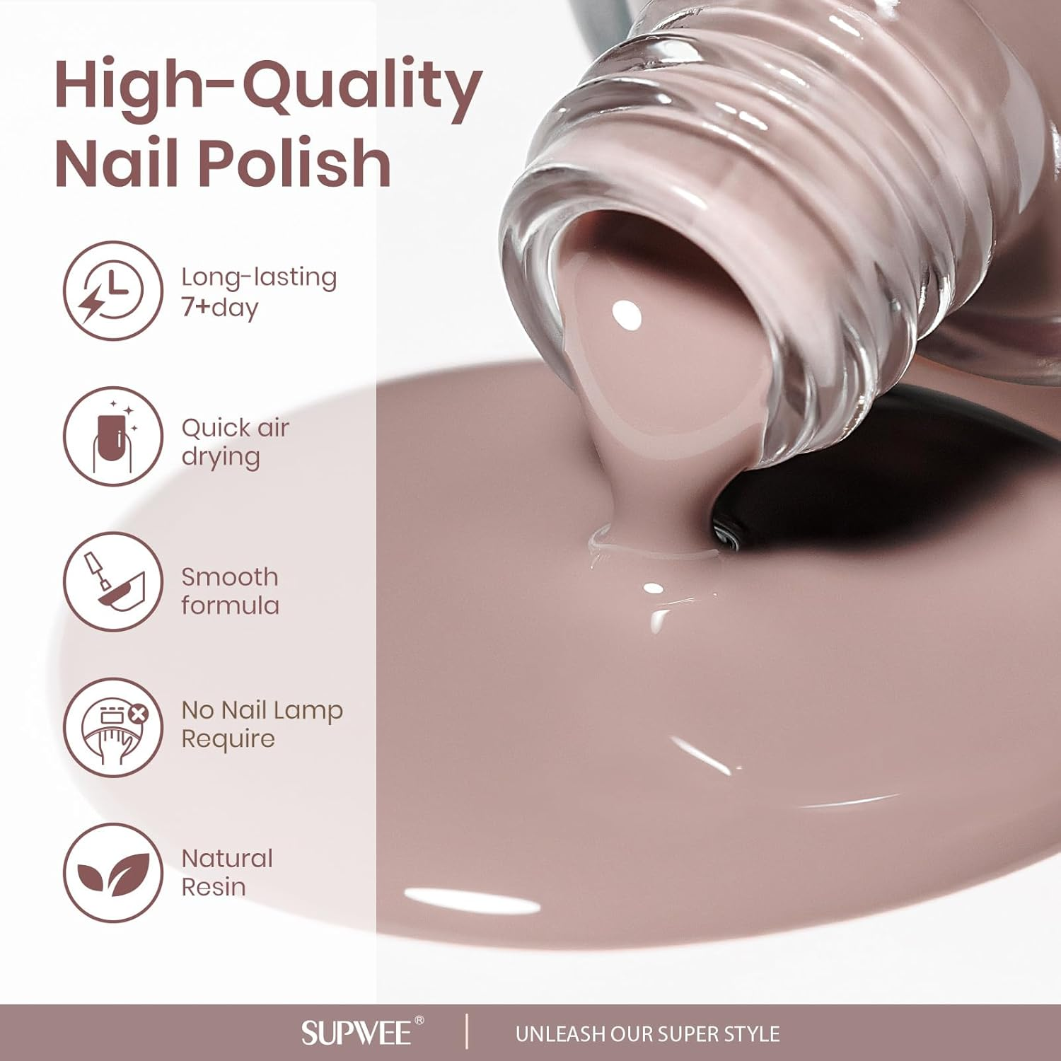 SUPWEE Matte Nail Polish 16Ml Quick Dry Nude Nail Polish Air Fast Dry Easily Create Elegant Matte Nail Art Home DIY Manicures Salon for Women image number 3