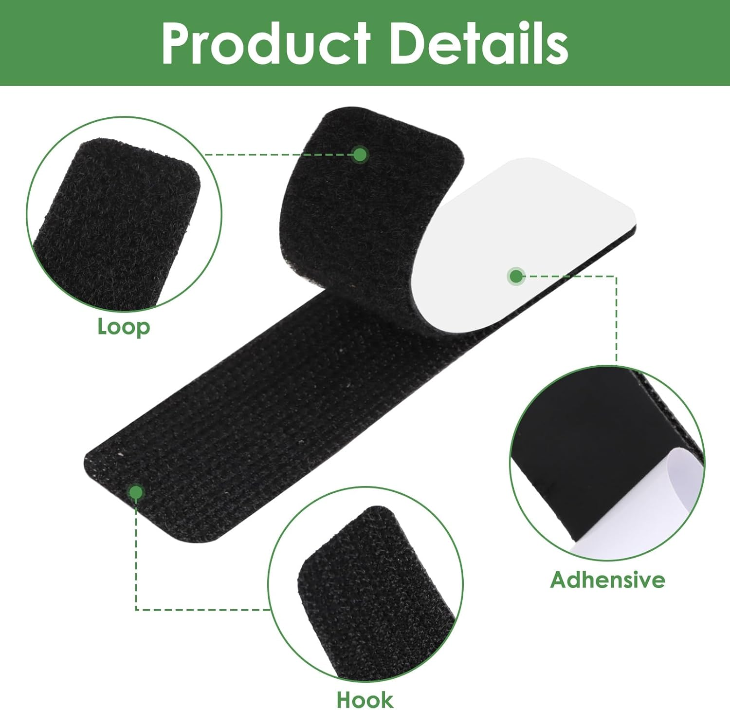 24 Pairs Reusable Strong Velcro Strips with Adhesive Backing, Perfect as Sticky Tape for Furniture Walls Storage Shoe Laces Door Frames, 10 X 2.5Cm Reusable Damage Free Mounting Solution image number 3