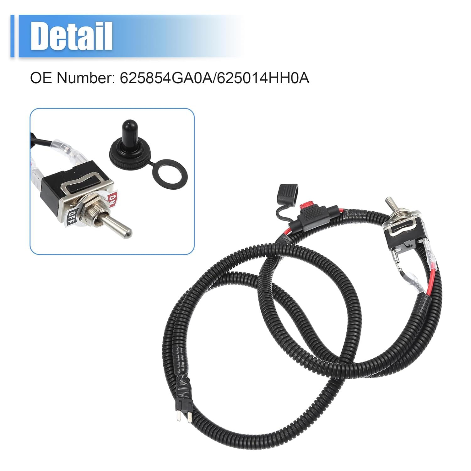 Uxcell 1 Set 133.5Cm 52.56" Universal Automotive Switched Fuse Bypass Kit Fuse Bypass Switch image number 2