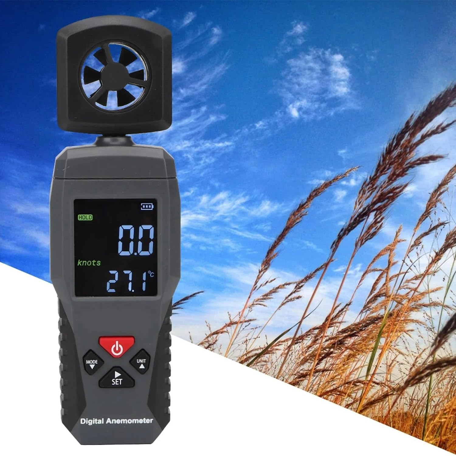 Wind Gau, Portable Handheld Anemometer Wind Speed Meter