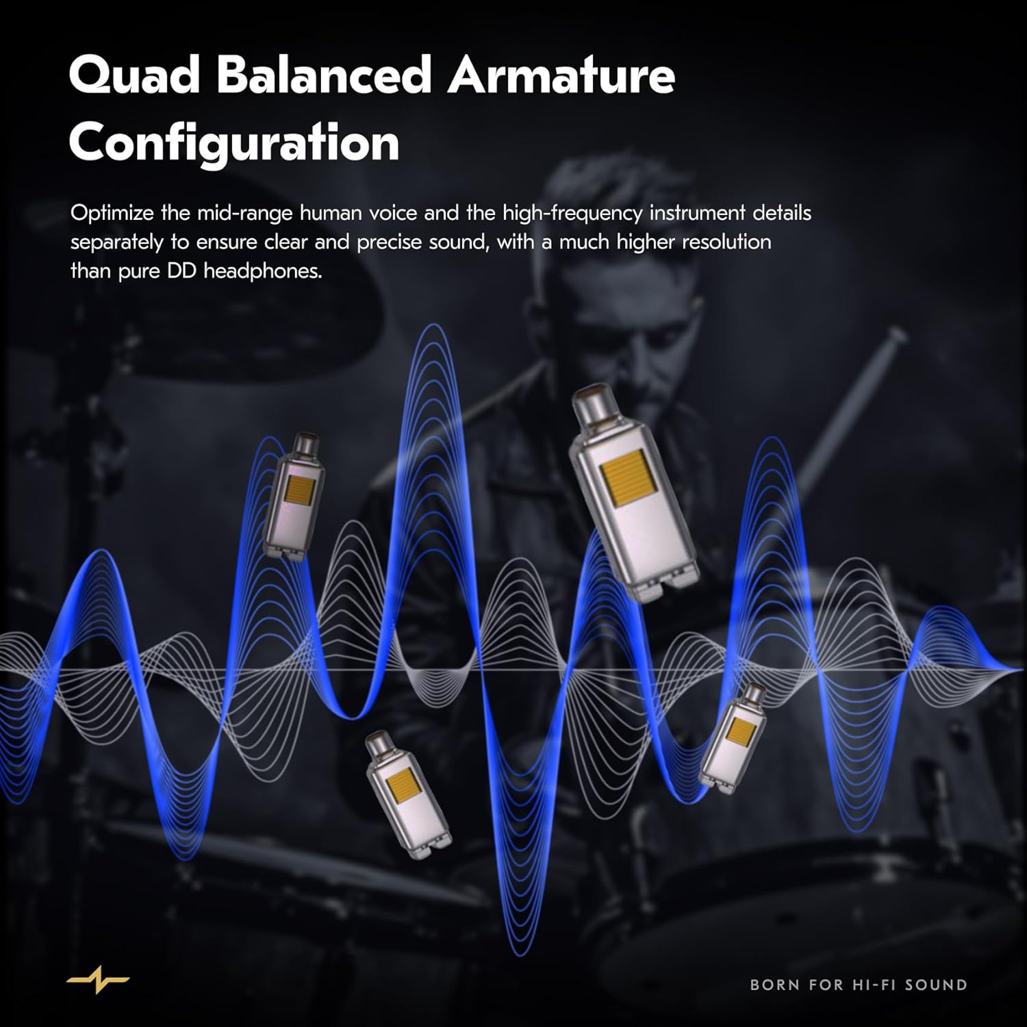 KINBOOFI CCZ CZ10 Iems with Microphone, 4BA + 1DD In-Ear Monitor, Hifi Earphones with 10Mm Dual Magnetic PET Driver, Gaming Headphones with Detachable 2 Pin Cable image number 3