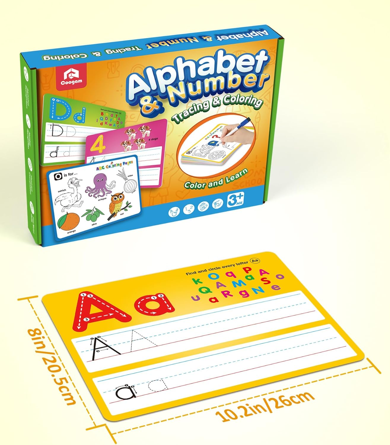 Coogam Handwriting Drawing Practice Cards, 36Pcs Alphabet Number Painting Coloring with Pens, Double Sided Write and Wipe Tracing Flashcards, Educational Montessori Toy for 3 4 5 Year Old Kids image number 5