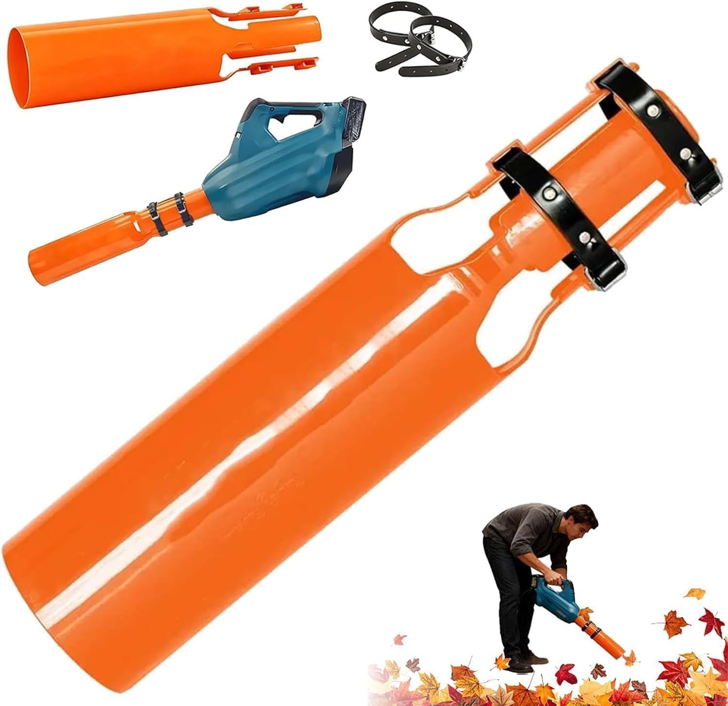 Leaf Blower Air Booster: Leaf Blower Air Pressure Booster, Universal High-Flow Battery Nozzle Attachment, Turbo Nozzle Extension Boosts Speed & Power for Yard, Lawn image number 1