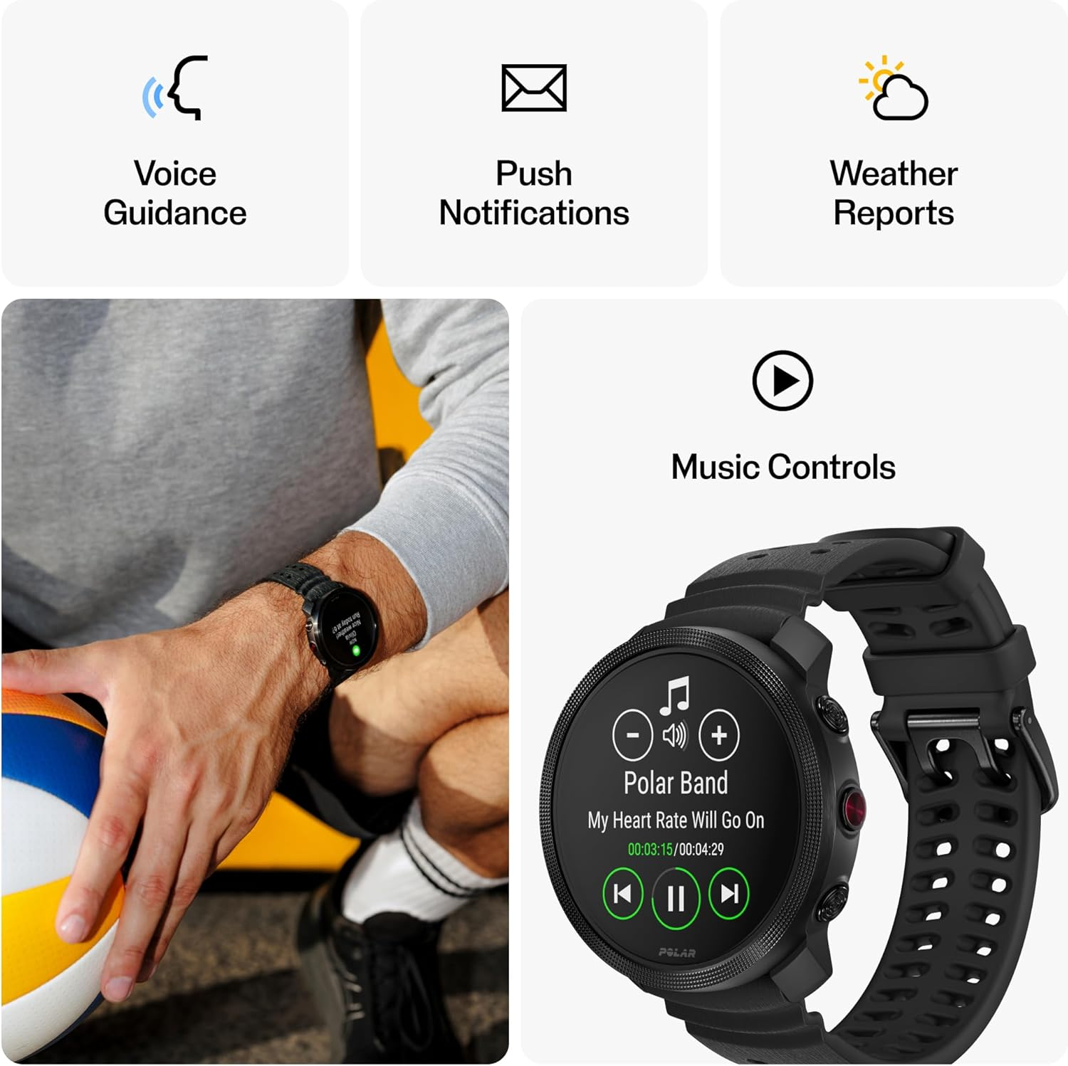 Polar Vantage M3 &ndash; Multi-Sport Smartwatch with AMOLED Display, Dual-Frequency GPS, Turn-By-Turn Navigation, up to 7-Day Battery Life, Black - Black image number 5