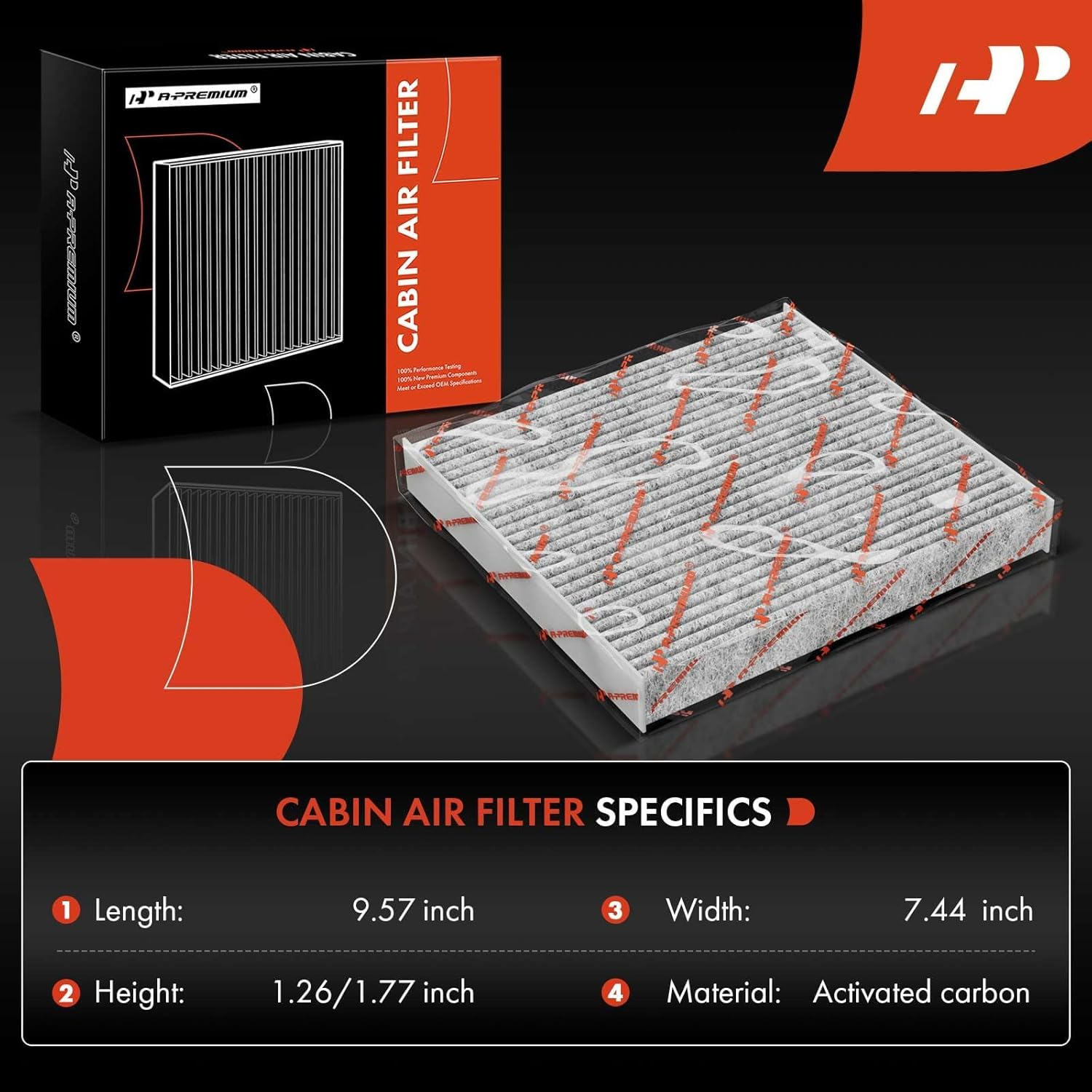 A-Premium Cabin Air Filter with Activated Carbon Compatible with Mercedes-Benz C300, C350E, C400, C43 AMG, C450 AMG, E300, E350, E53 AMG, GLE350, GL450, GLC300, GLS63 AMG, CLS53 AMG, G550, AMG GT 63 image number 1