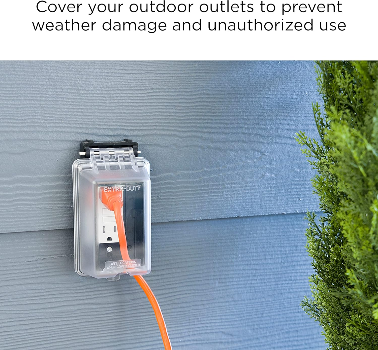 Ultrapro Outdoor Outlet Cover - Single Gang Weatherproof Enclosure, Rated for Wet Locations, Black, 49204 image number 2