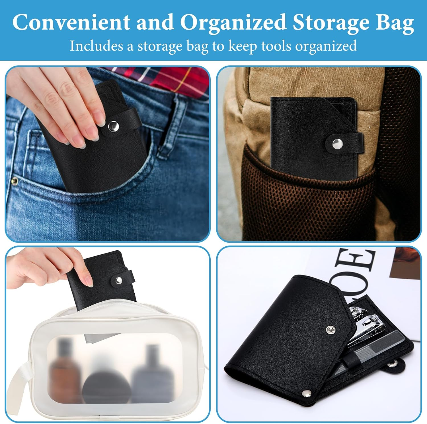 Euqvunn 3 Pcs Nail Clippers Set, Toe Nail Clippers for Thick Nails, Toenail Clippers with Nail File and Angled Fingernail Clippers, Carbon Steel Nail Cutter for Men Women Seniors image number 3