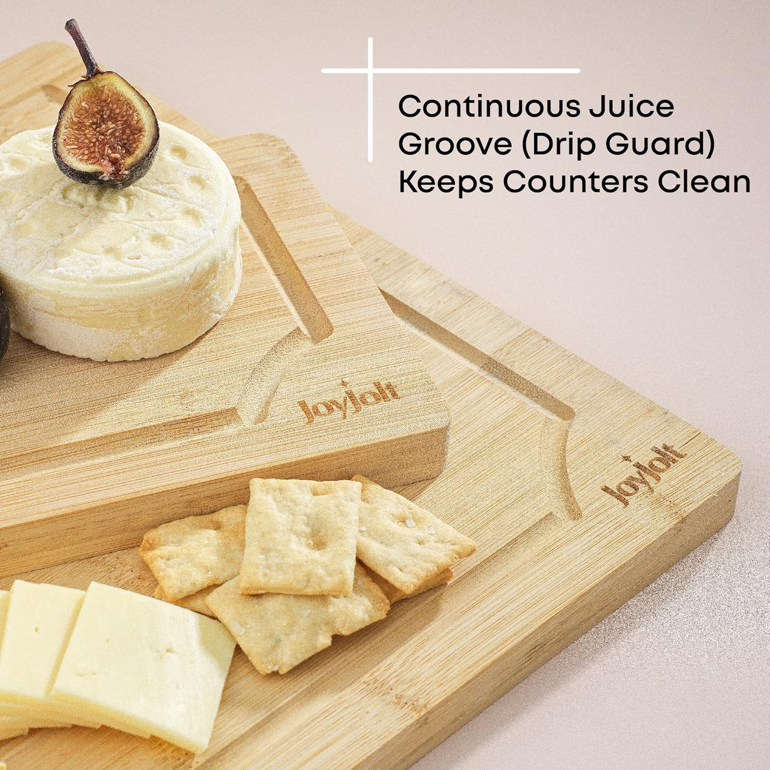 Joyjolt Bamboo Cutting Board Set, Wooden Cutting Boards for Kitchen. Large and Small Wooden Cutting Board Set; Serving Cheese Board, Bread Board or Chopping Board Set. Non Slip Wood Cutting Board Set image number 3