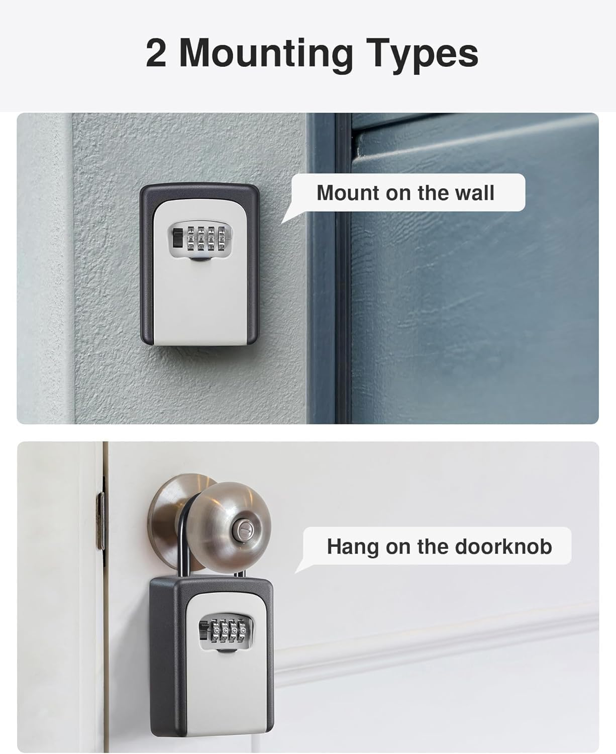 Bokmaton 4-Digit Combination Lock Box, Waterproof & Portable Key Safe with Removable Chain, Wall Mountable Outdoor Key Box for Home, Vacation Rental - 1 Pack image number 6