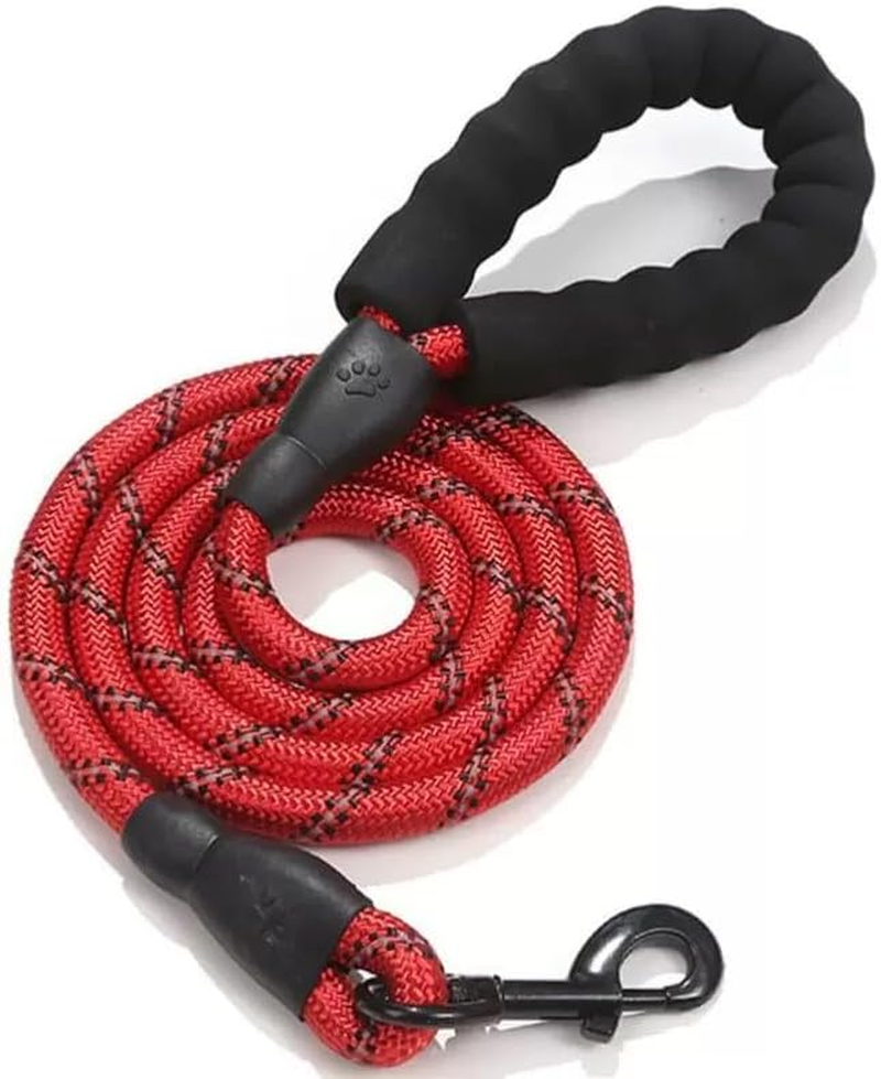 5/6 FT Strong Pet Dog Leash with Soft Padded Handle,Highly Reflective Rope for Night Walking,360-Degree Rotating Metal Buckle without Tangles,Suitable for Small,Medium and Large Dogs.(5Ft) (Black)