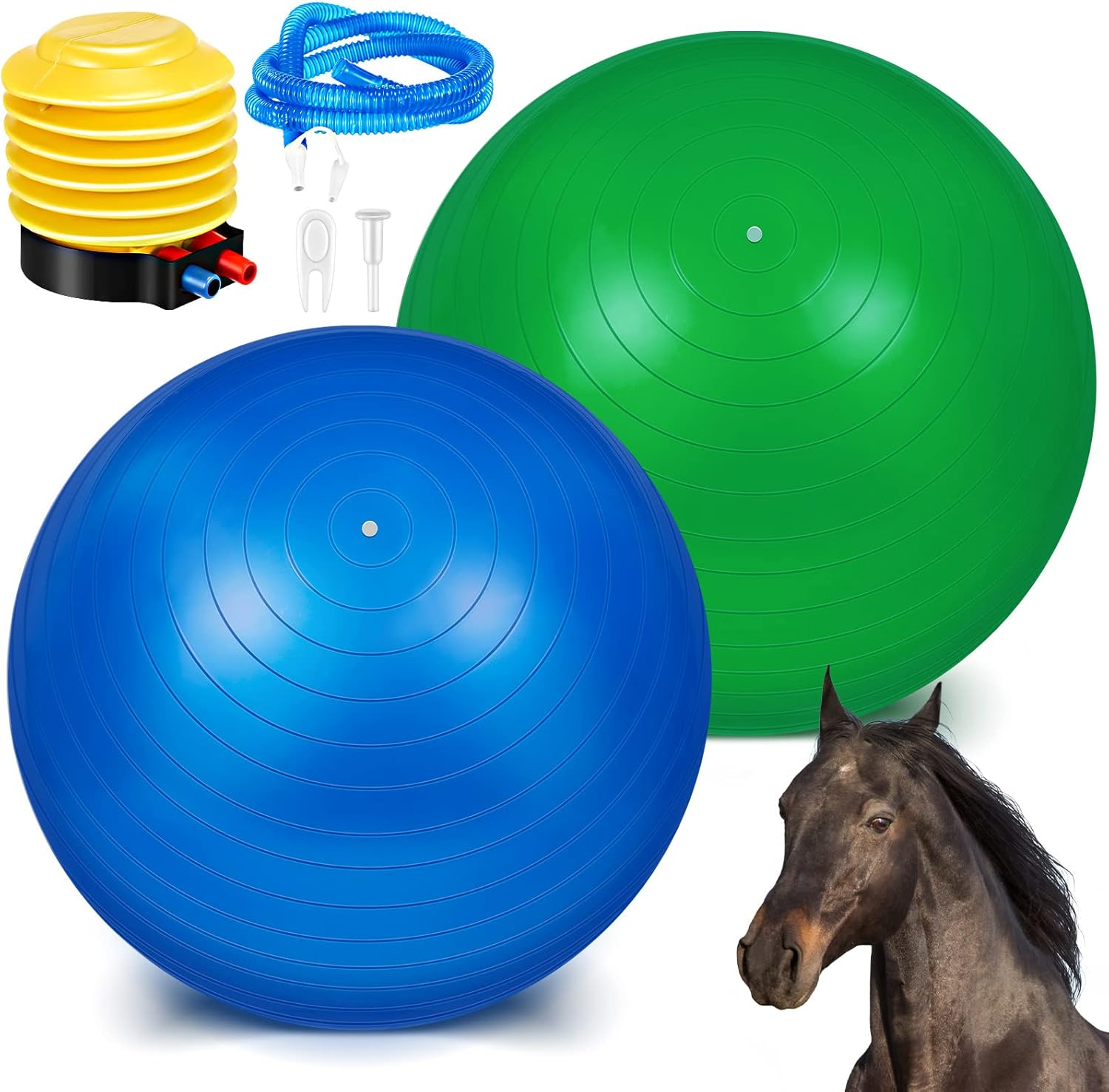 Sotiff 2 Pcs 40 Inch Horse Ball for Play Large Horse Ball Big Equine Herding Ball anti Burst Dog Soccer Ball Giant, Pump Included(40 Inch,Blue)