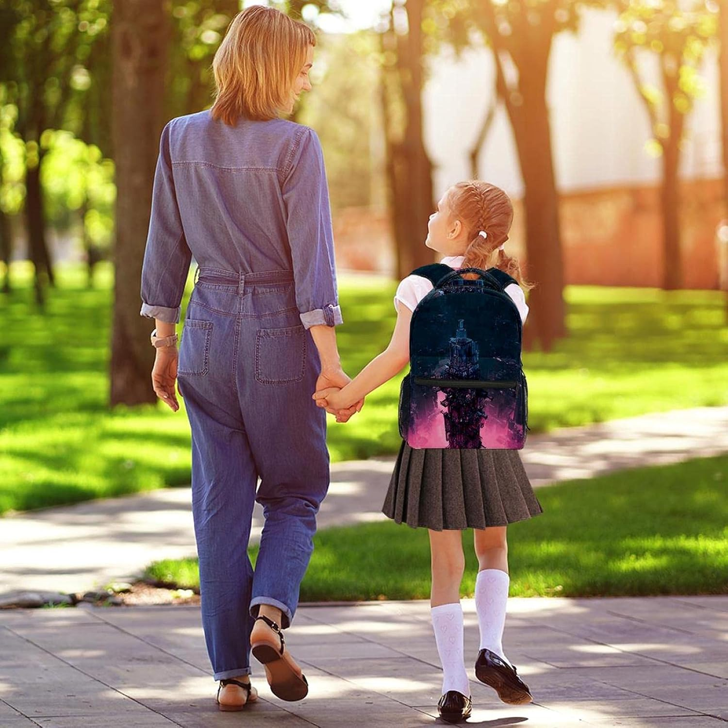 Science Fiction City Backpack Students Shoulder Bags Travel Bag College School Tote Backpacks image number 2