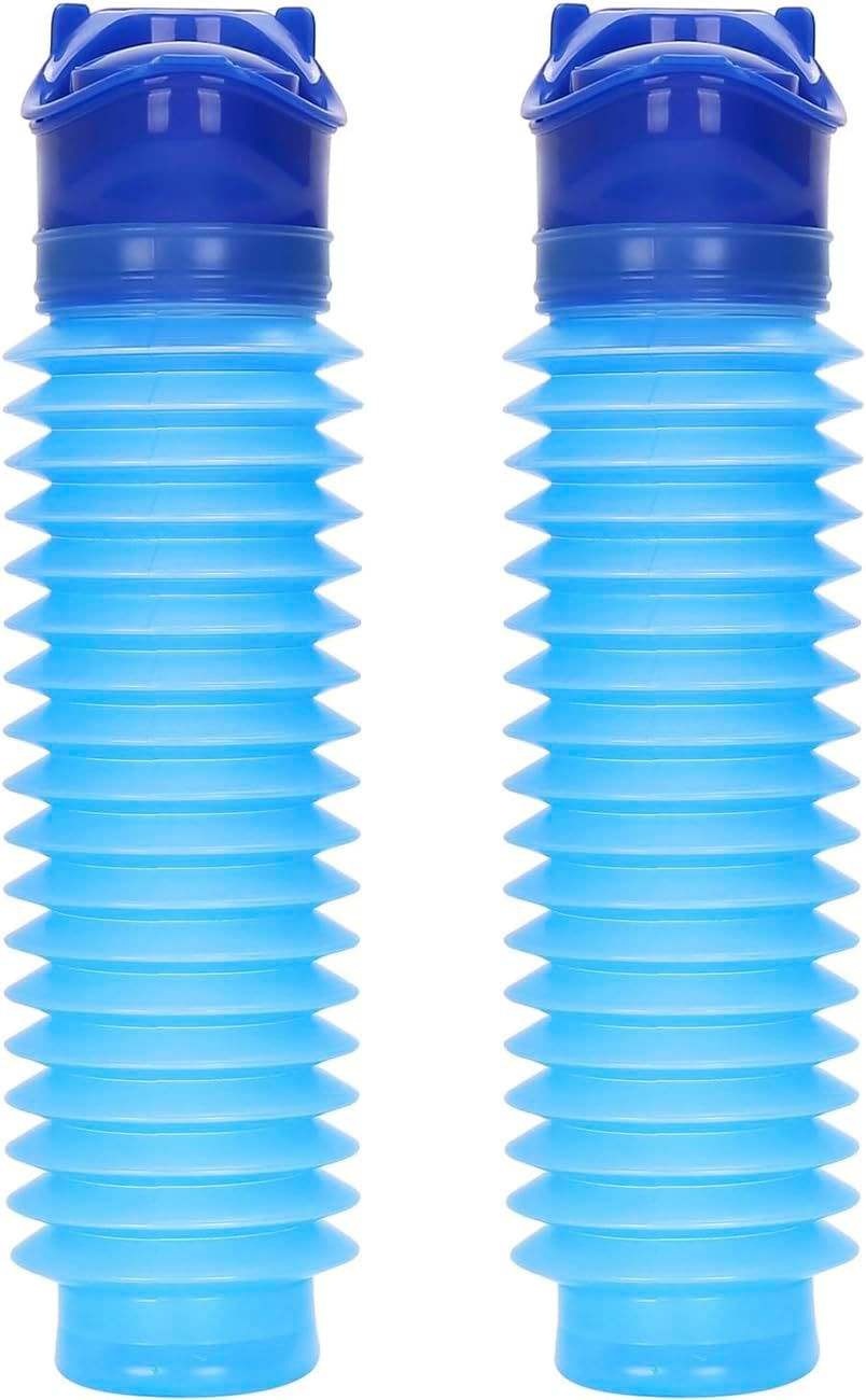 Emergency Urinal for Kids Adult，Portable Reusable Outdoor Urinal Potty Pee Bottle, Outdoor Shrinkable Urinal for Travel, Camping, Hiking, Traffic Jam and Queuing-2 Pack 750Ml