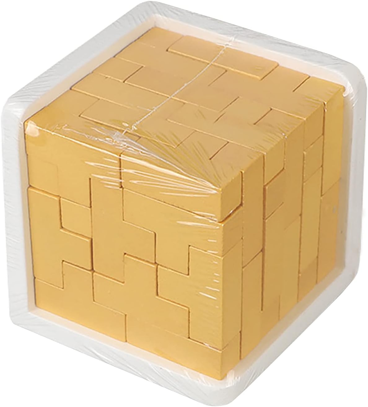 Wooden Brain Teaser Puzzle Cube Wooden Puzzles T-Shaped Jigsaw Logic Puzzle Educational Toy for Kids and Adults by AHYUAN (Golden) image number 1