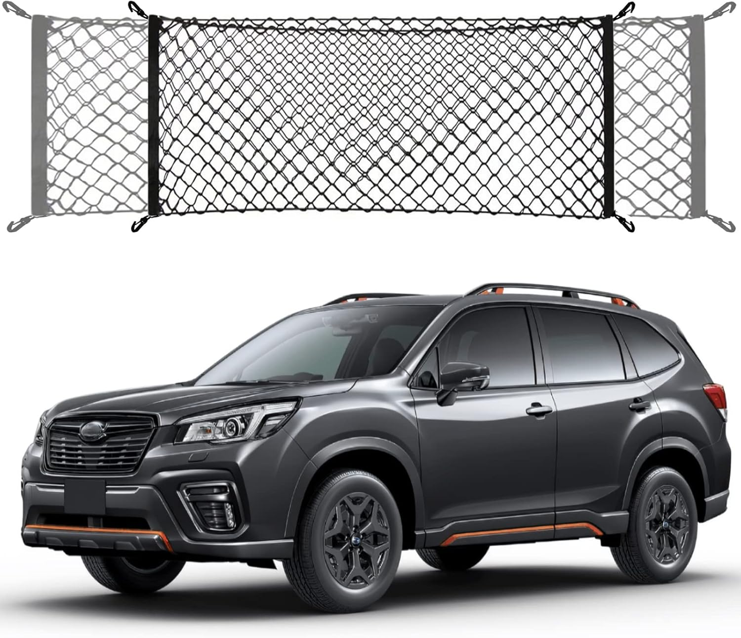 Trunk Cargo Net Compatible with Subaru Forester SK New 2024 2023 2022 2021 2020 2019 2018 2017 2016 2015 2014 2013 2012 2011 2010 2009 2008 2007 2006-1998 Car Rear Nylon Mesh Tailgate Netting image number 2