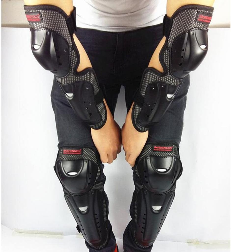 1 Set Motorcycle Protective Elbow and Knee Pads Guard Black image number 6