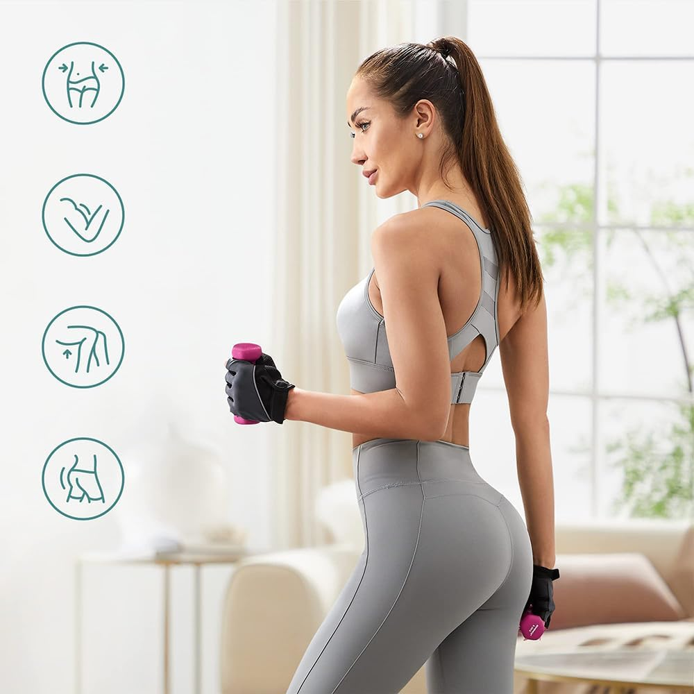 TOMVAES 2Pcs Hanteln Fitness Dumbbell Hexagon Non-Slip Cast Iron Krafttraining Workout Fitnesstraining in 6Kg Pair,Pink image number 2