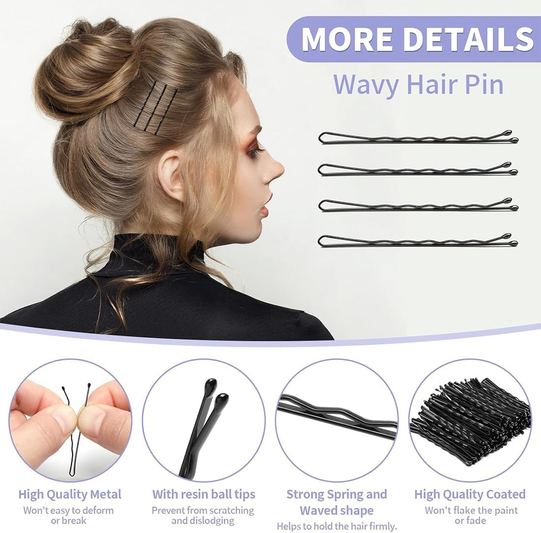 Bobby Pins 200 Count Hair Pins with Box, Metal Hair Pin, for Women, Ladies, Girls, Children, Hair Pin Wave Hair Grip for All Hair Types (4 Styles) image number 4