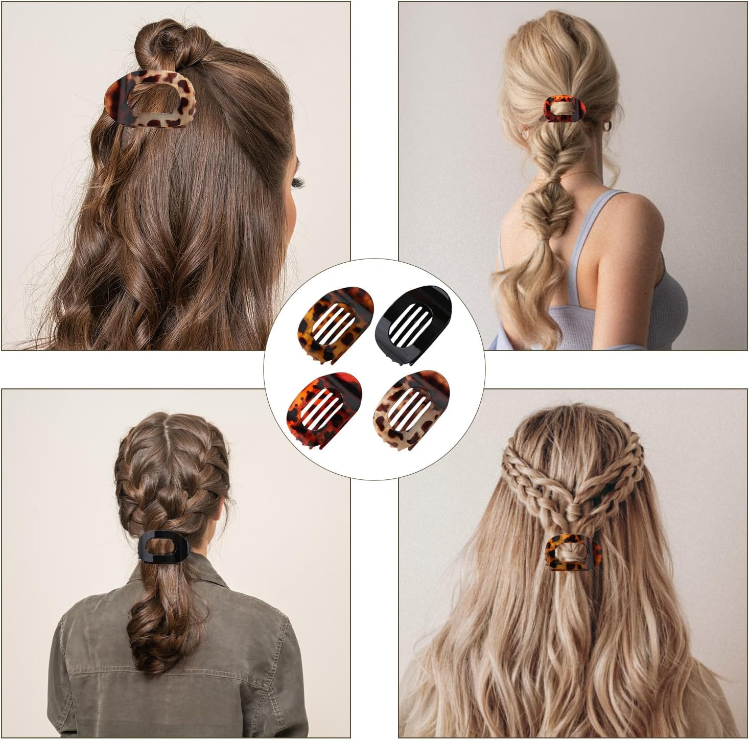 Pack of 4 Hair Clips for Women, Flat Hair Clips for Dunn Hair, Strong Hold Side Hair Clips (Black) image number 1