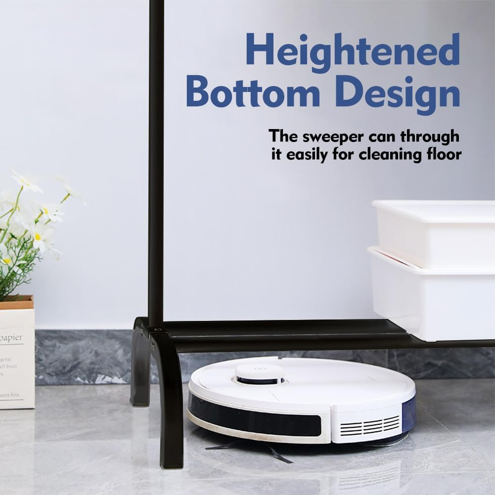 Metal Clothing Rack, Garment Rack for Hanging Clothes Portable Clothes Rack with Bottom Shelf for Hanging Shirts,Jeans and Coats (Black) - White image number 4