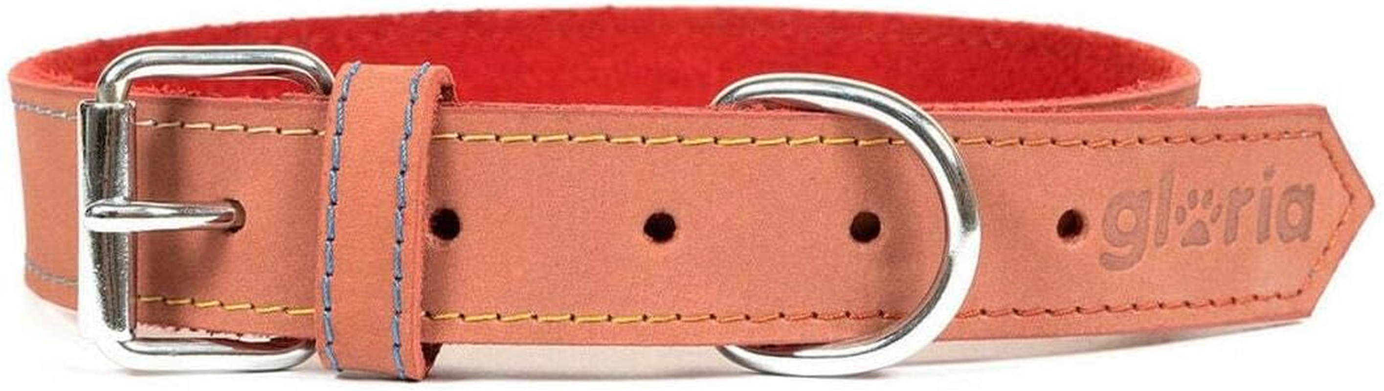 Gloria Nubuck Leather Dog Collar (40Cm) (Red), Red image number 1